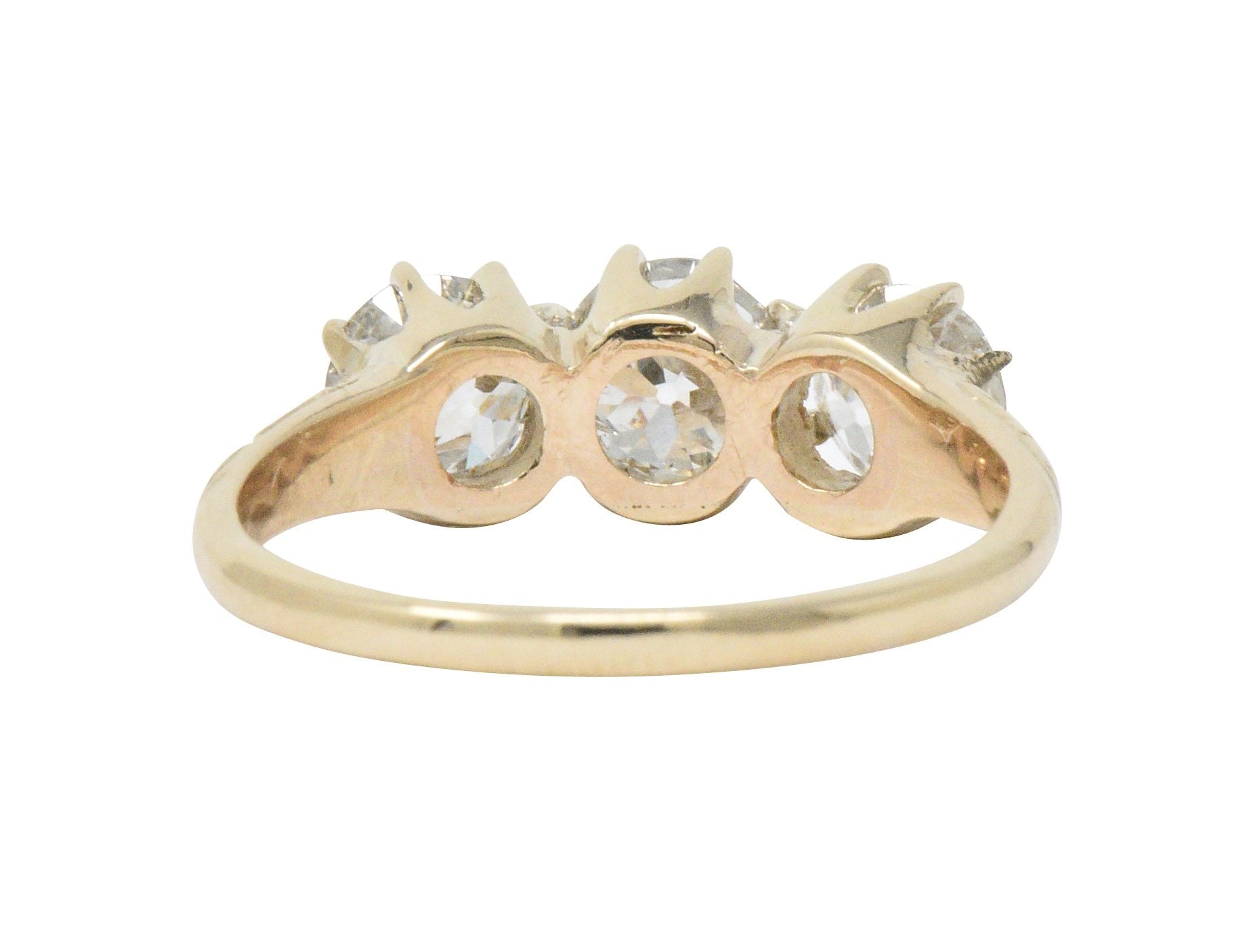 Victorian 1.65 CTW Diamond 14 Karat Gold Three Stone Ring Wilson's Estate Jewelry