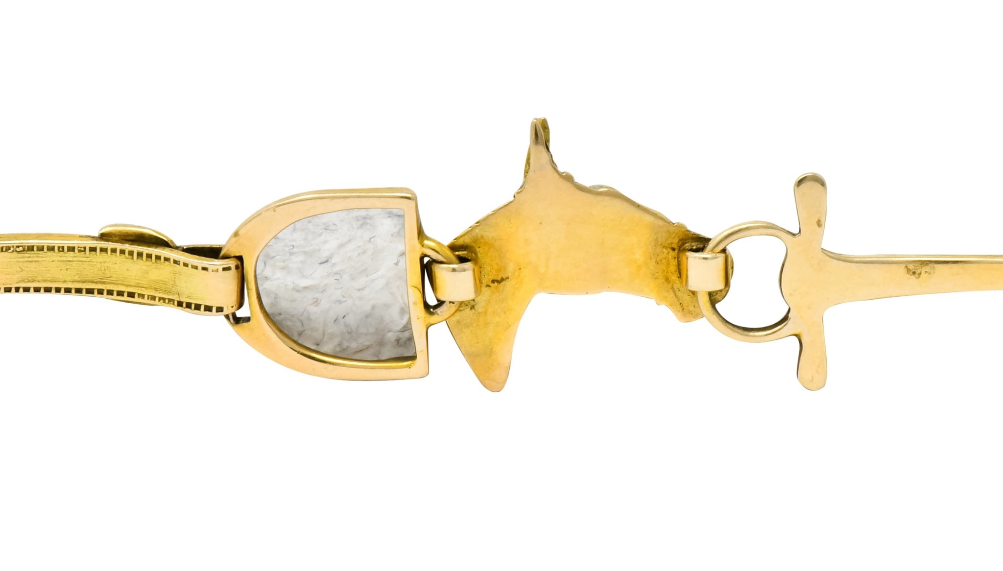 Victorian 14 Karat Yellow Gold Fox Hunt Horse Link Bracelet - Wilson's Estate Jewelry