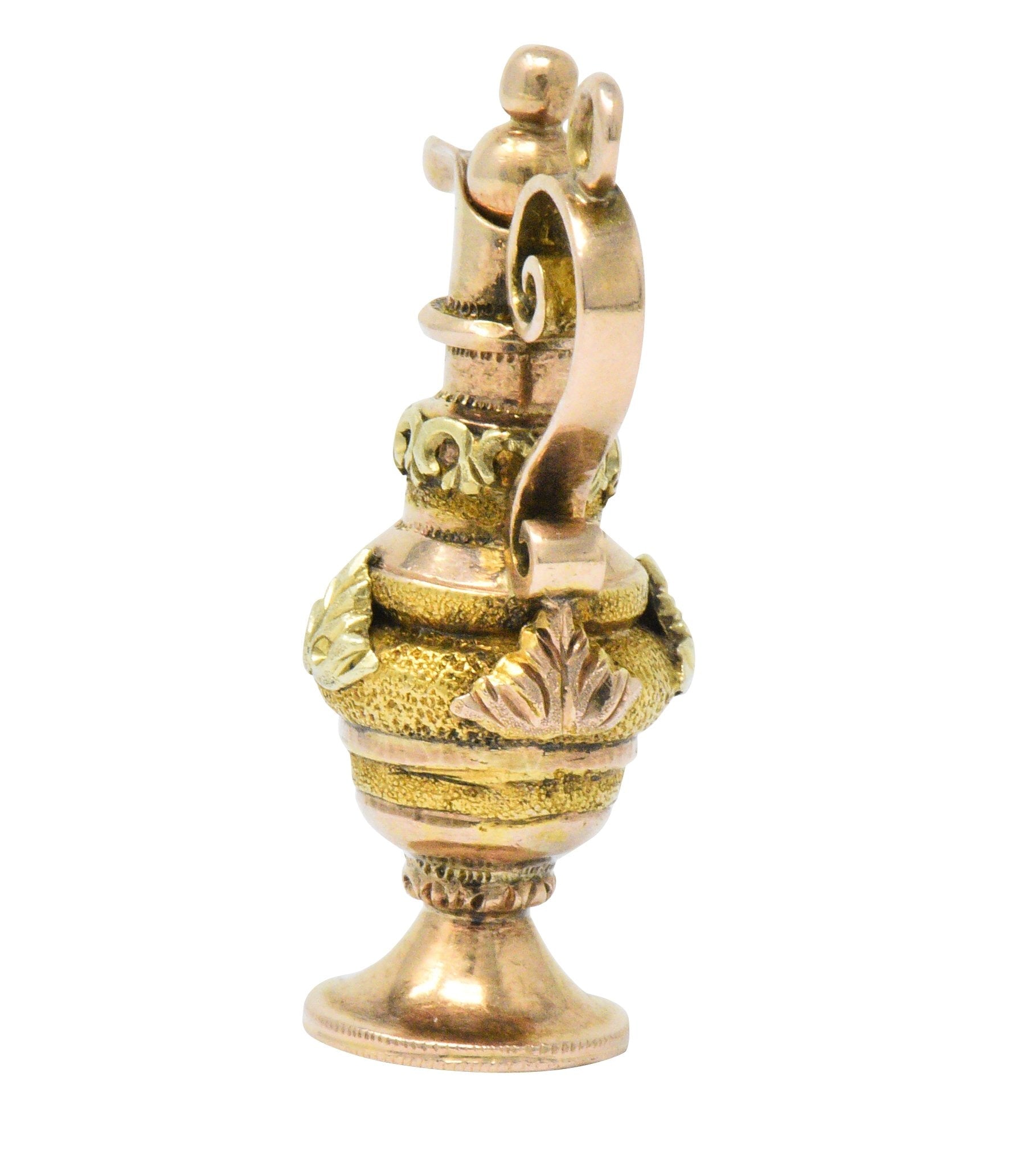 Victorian 18 Karat Tri-Color Gold Ewer Pitcher Charm Wilson's Estate Jewelry