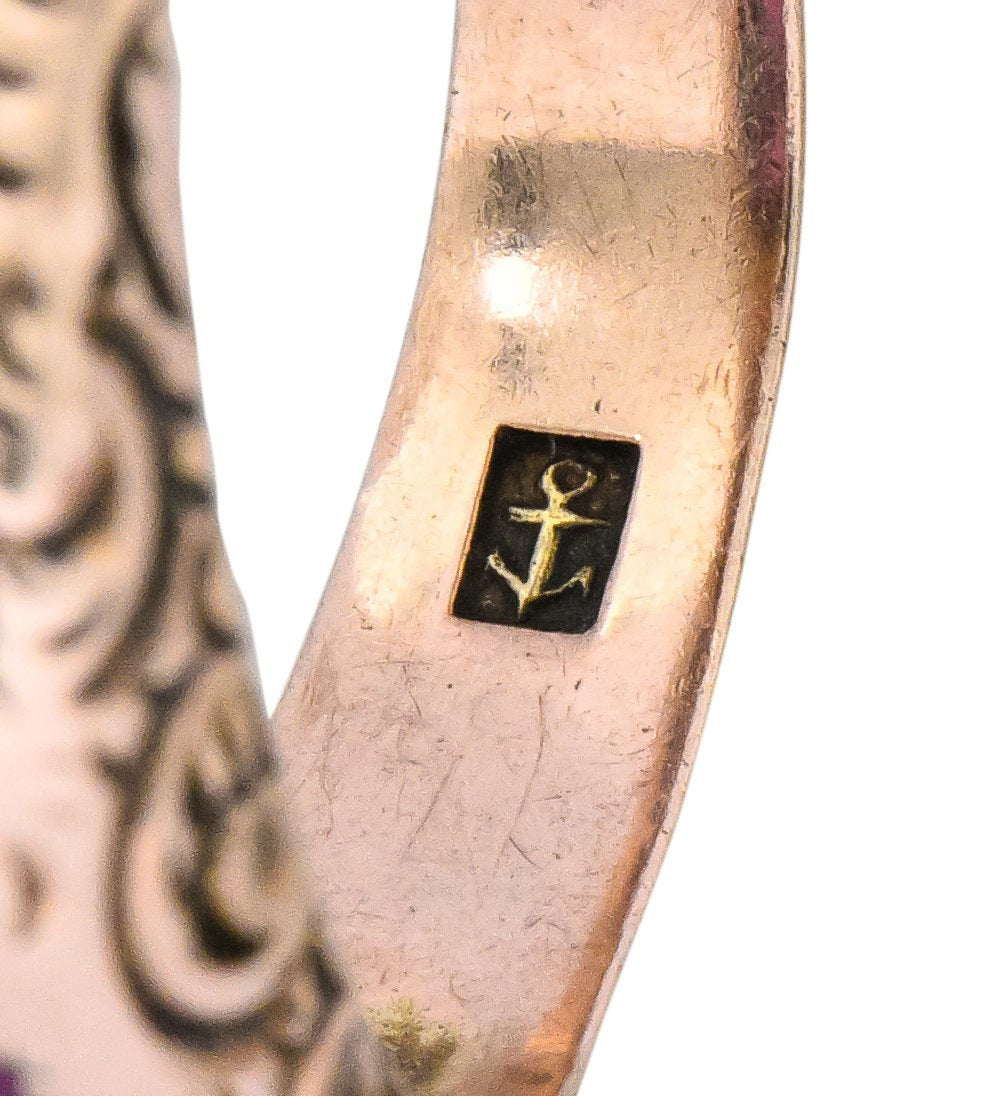 Victorian 3.10 CTW Almandine Garnet 10 Karat Rose Gold Three Stone Band Ring - Wilson's Estate Jewelry