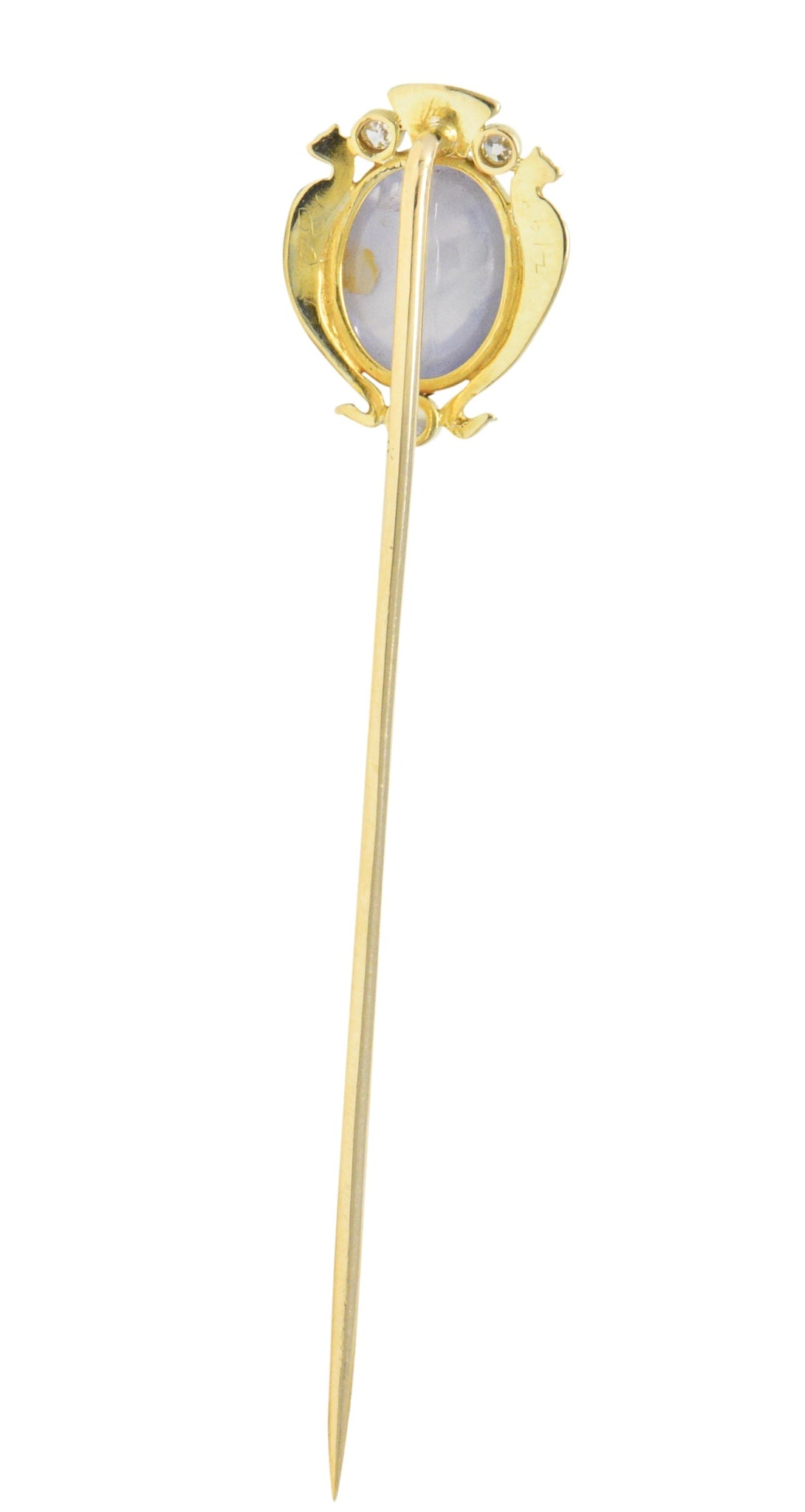 Victorian 4.47 CTW Star Sapphire Diamond Enamel 14 Karat Gold Scarab Stickpin Wilson's Estate Jewelry