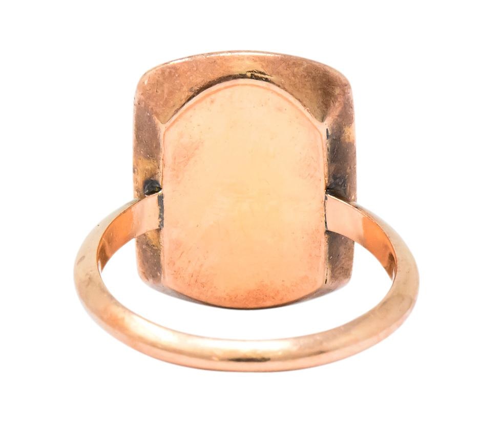 Victorian Carnelian Intaglio 14 Karat Rose Gold Martin Heraldry Ring - Wilson's Estate Jewelry