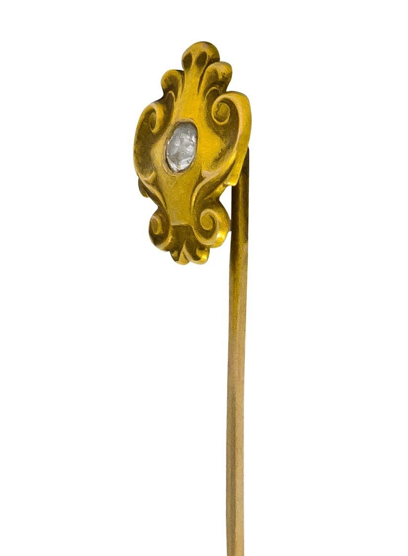 Victorian Diamond 14 Karat Gold Scrolling Stickpin - Wilson's Estate Jewelry
