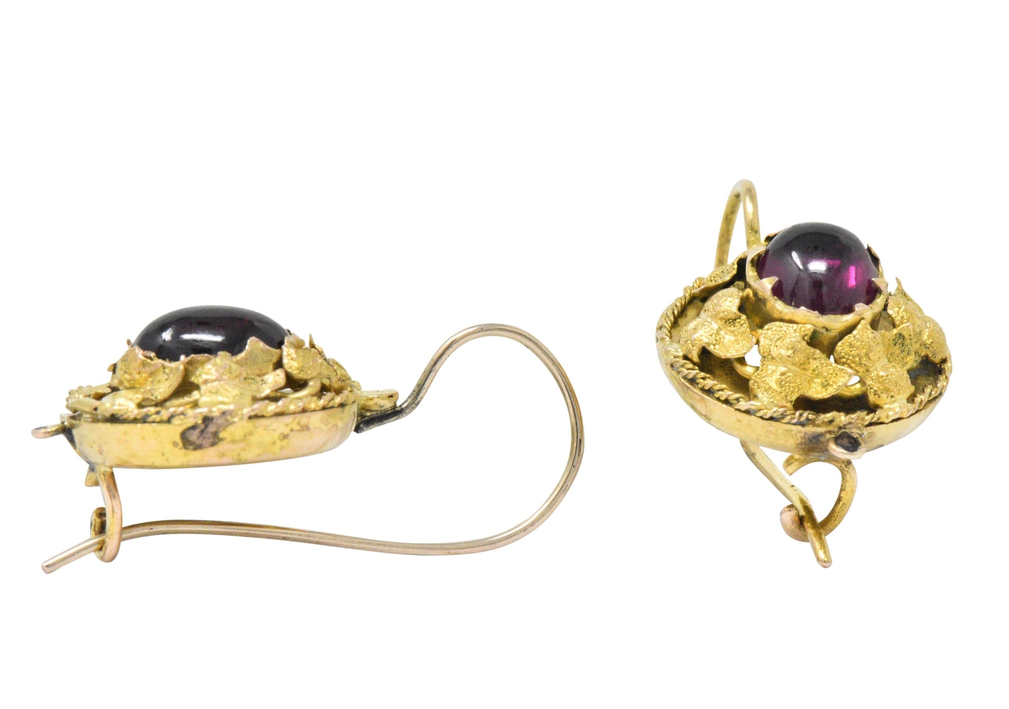 Victorian Garnet 14 Karat Gold Hook Earrings Wilson's Estate Jewelry