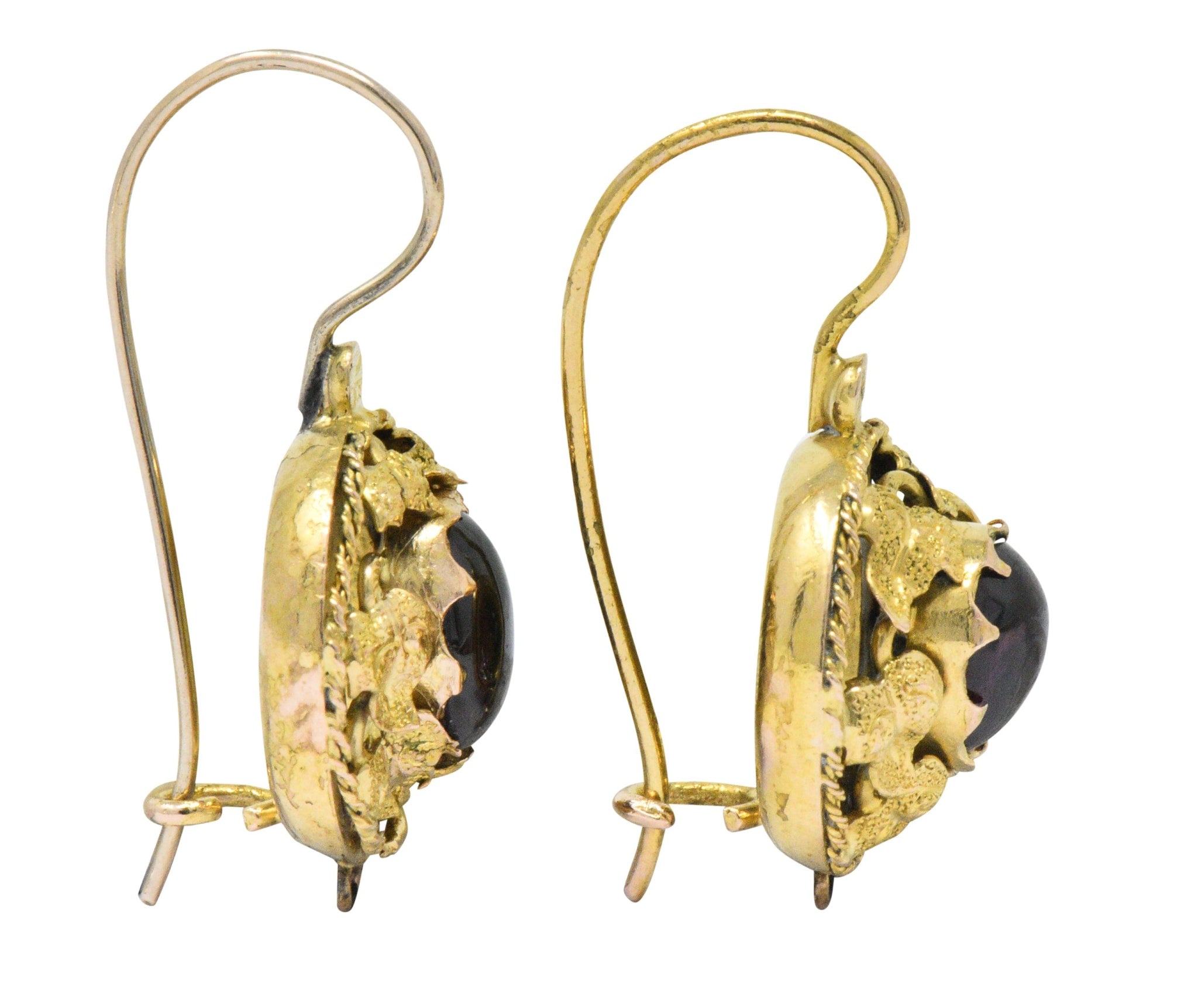 Victorian Garnet 14 Karat Gold Hook Earrings Wilson's Estate Jewelry