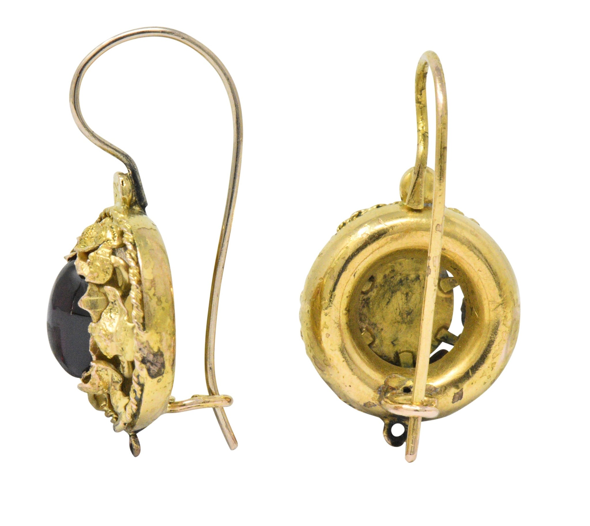 Victorian Garnet 14 Karat Gold Hook Earrings Wilson's Estate Jewelry
