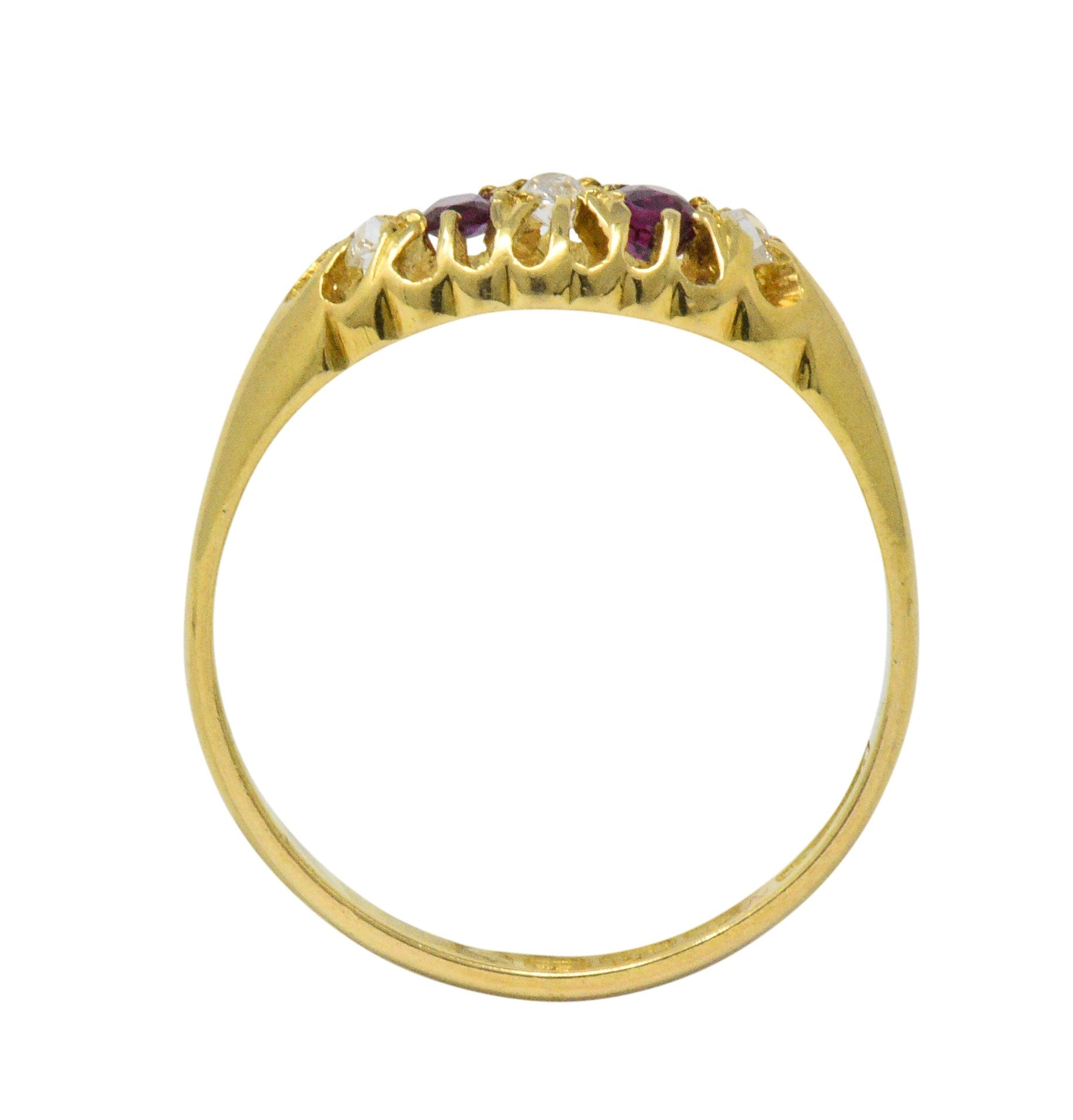 Victorian H.W.L. 0.40 CTW Diamond Ruby 18 Karat Gold Ring Wilson's Estate Jewelry