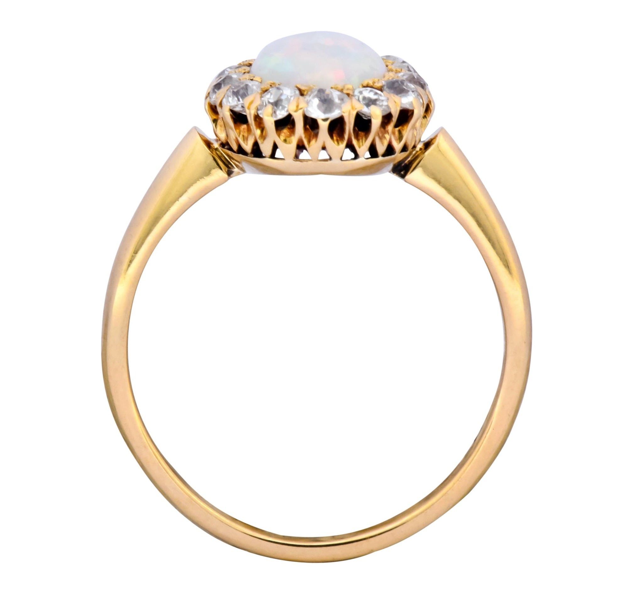 Victorian Opal Diamond 18 Karat Rose Gold Cluster Ring Circa 1900 - Wilson's Estate Jewelry