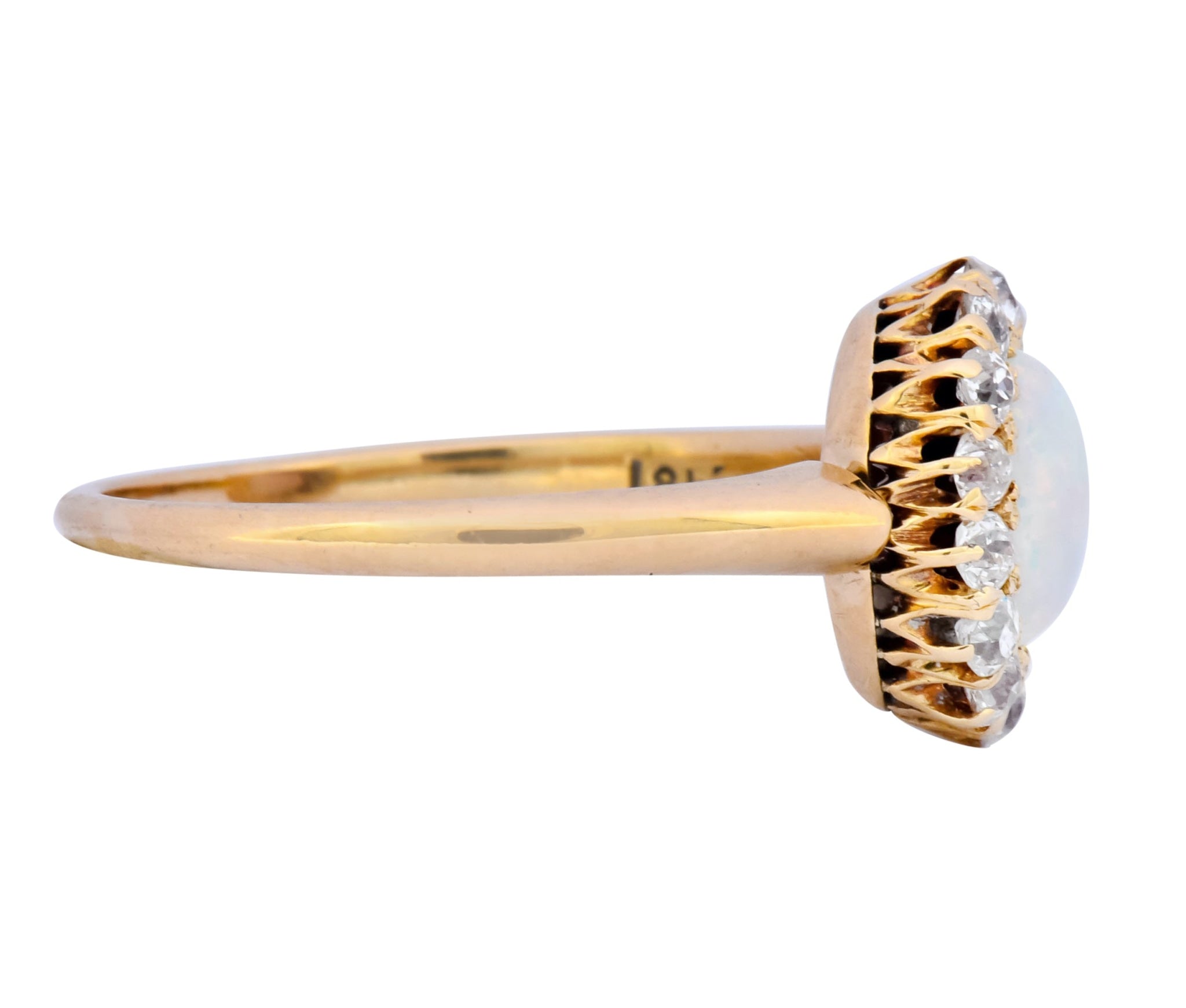 Victorian Opal Diamond 18 Karat Rose Gold Cluster Ring Circa 1900 - Wilson's Estate Jewelry