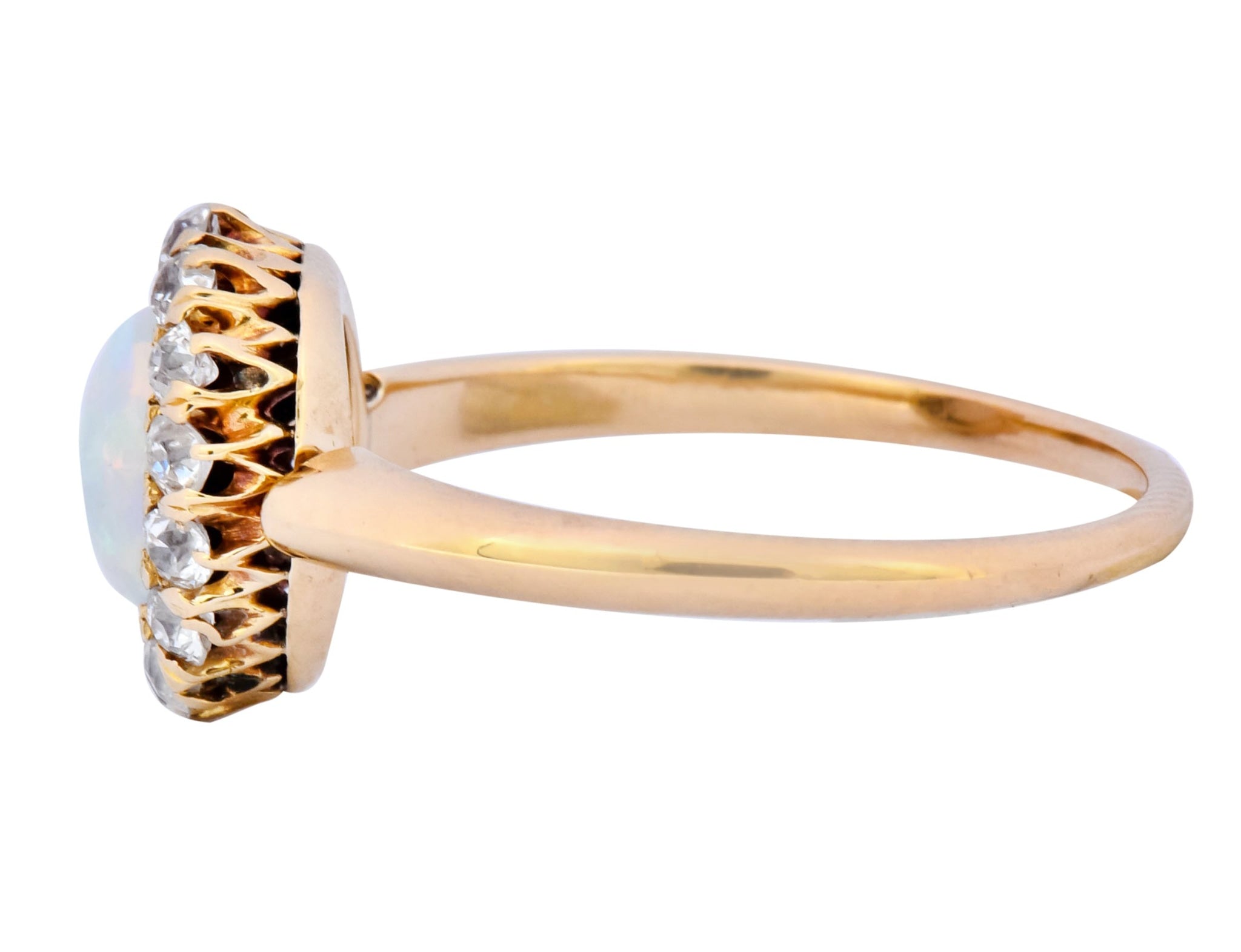 Victorian Opal Diamond 18 Karat Rose Gold Cluster Ring Circa 1900 - Wilson's Estate Jewelry