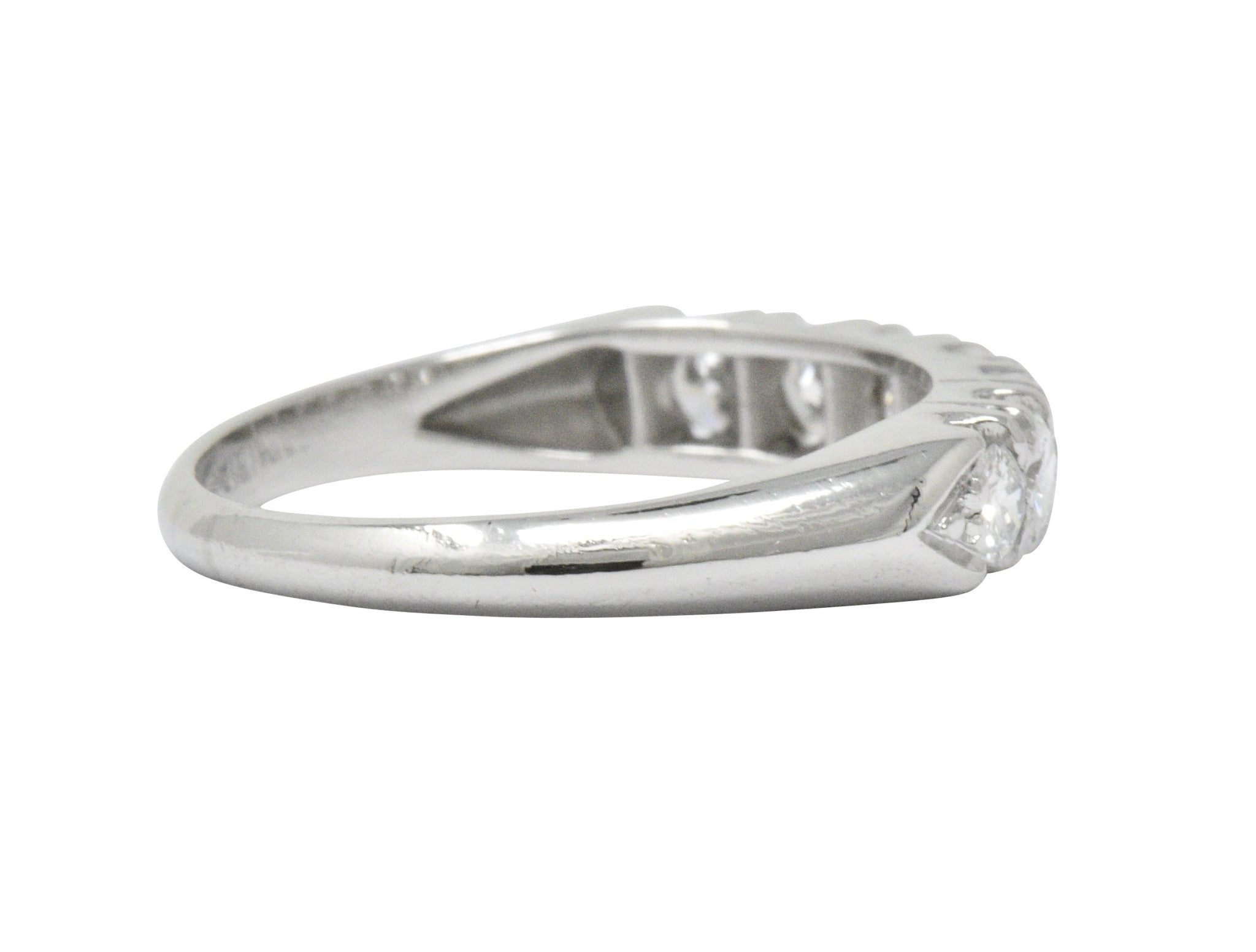 Vintage 0.75 CTW Seven Diamond Platinum Stackable Ring Wilson's Estate Jewelry