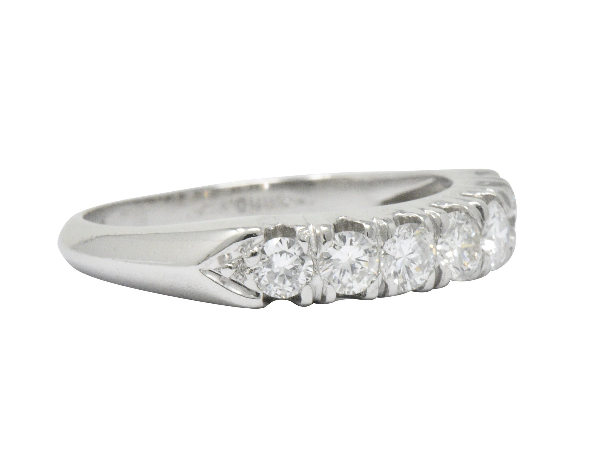 Vintage 0.75 CTW Seven Diamond Platinum Stackable Ring Wilson's Estate Jewelry