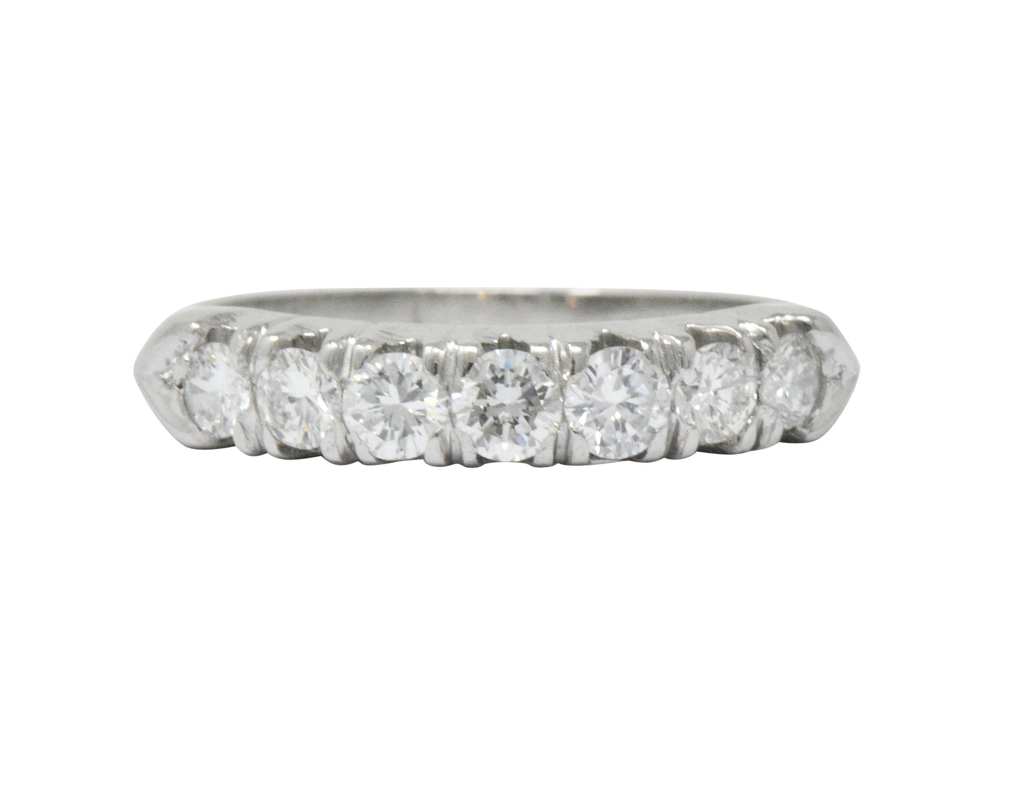 Vintage 0.75 CTW Seven Diamond Platinum Stackable Ring Wilson's Estate Jewelry