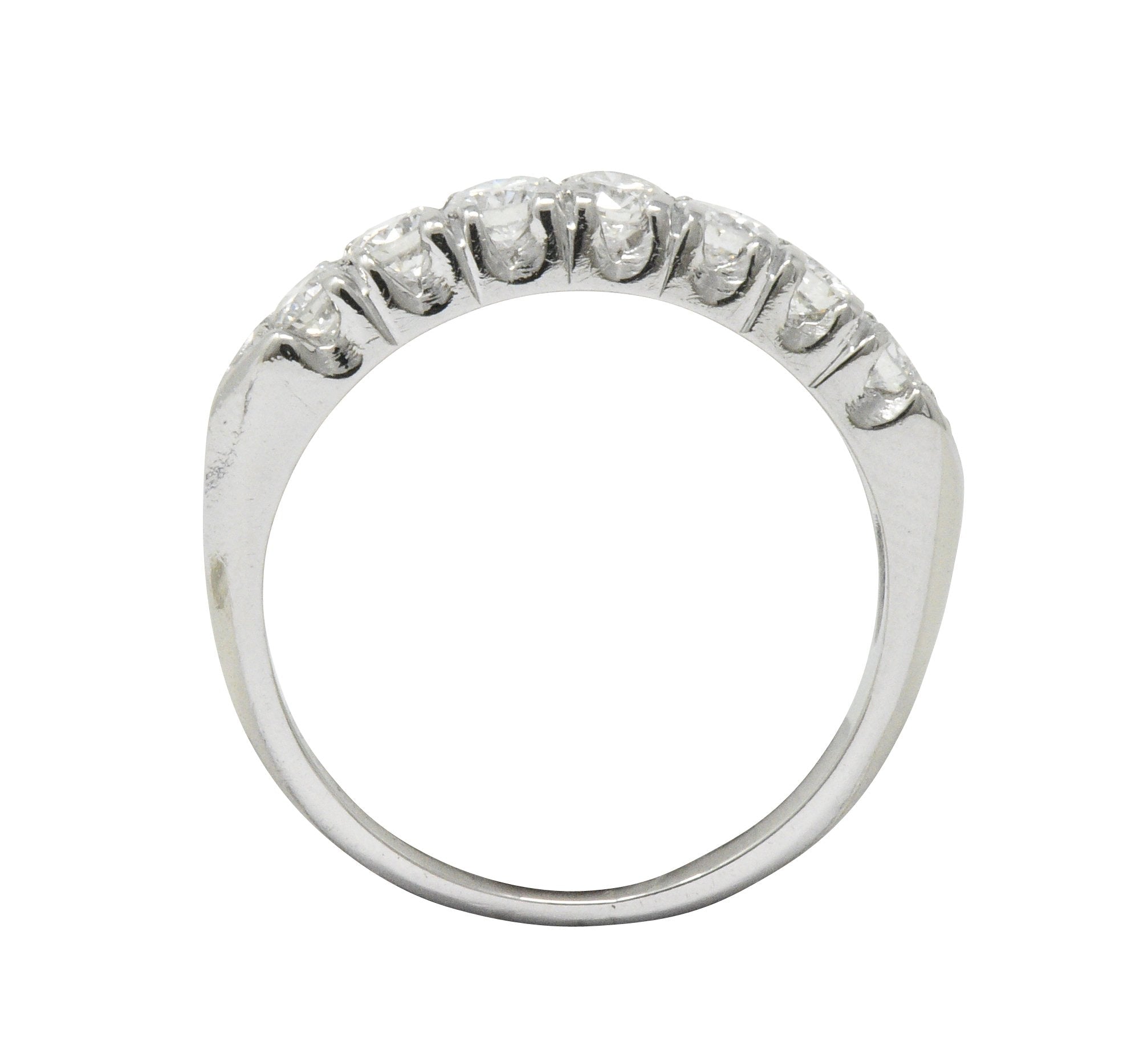 Vintage 0.75 CTW Seven Diamond Platinum Stackable Ring Wilson's Estate Jewelry