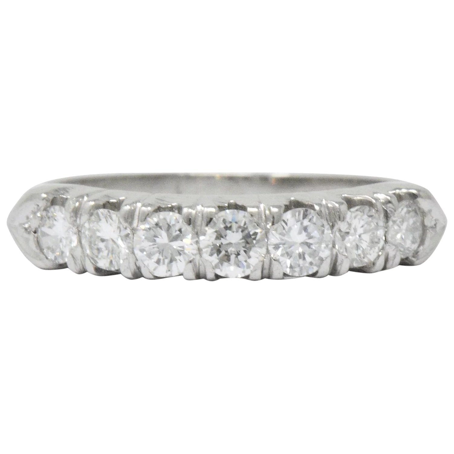 Vintage 0.75 CTW Seven Diamond Platinum Stackable Ring Wilson's Estate Jewelry