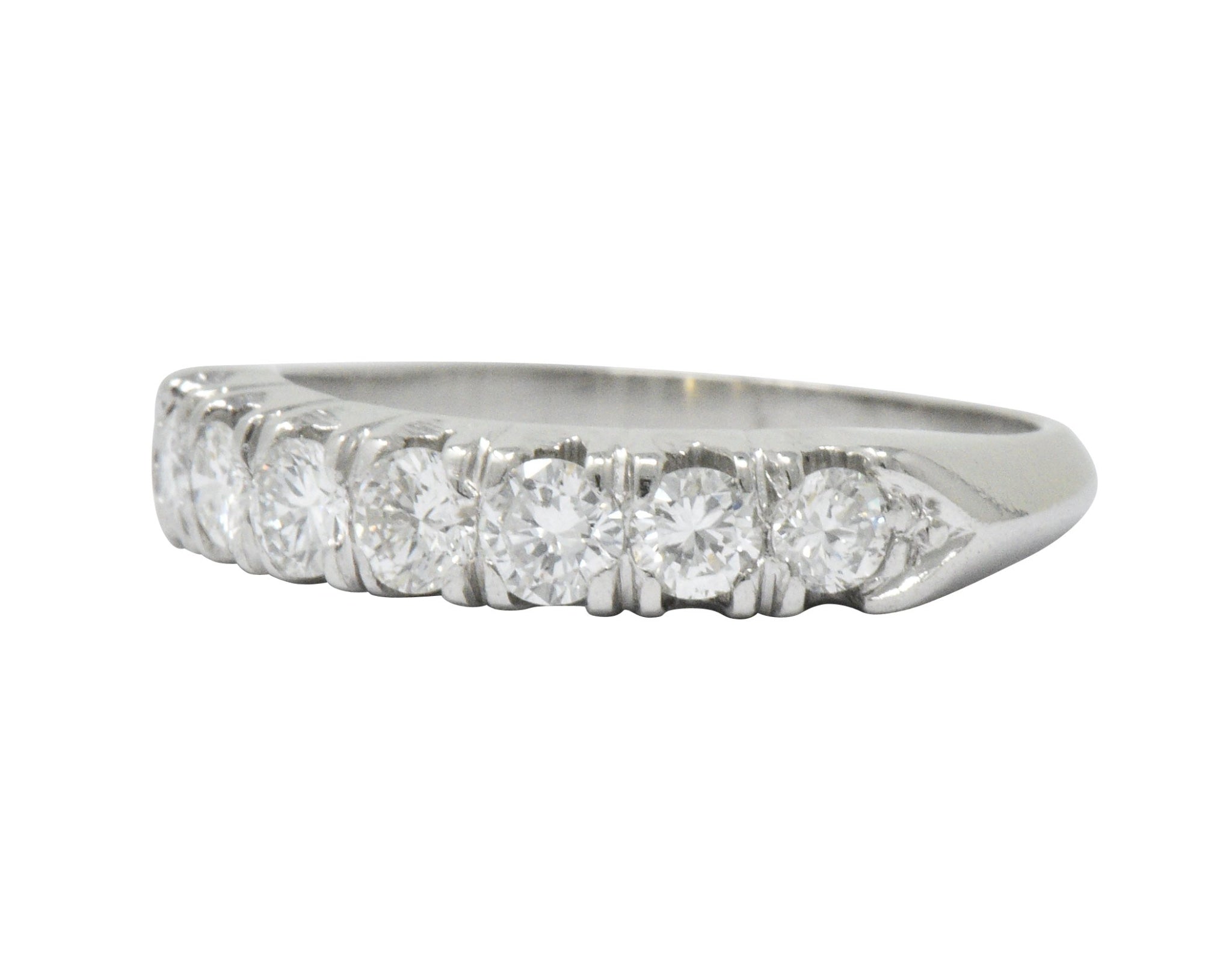 Vintage 0.75 CTW Seven Diamond Platinum Stackable Ring Wilson's Estate Jewelry