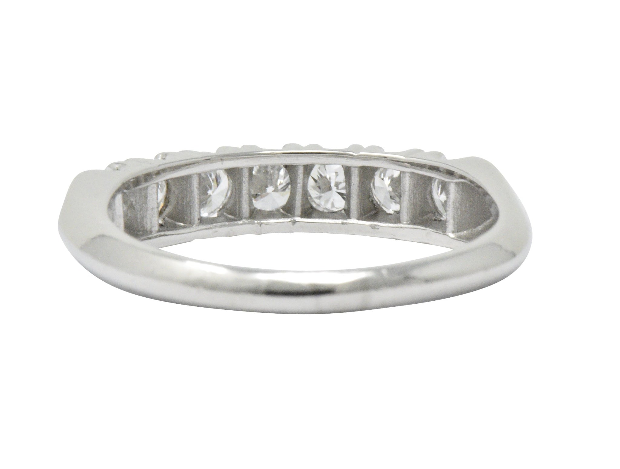 Vintage 0.75 CTW Seven Diamond Platinum Stackable Ring Wilson's Estate Jewelry