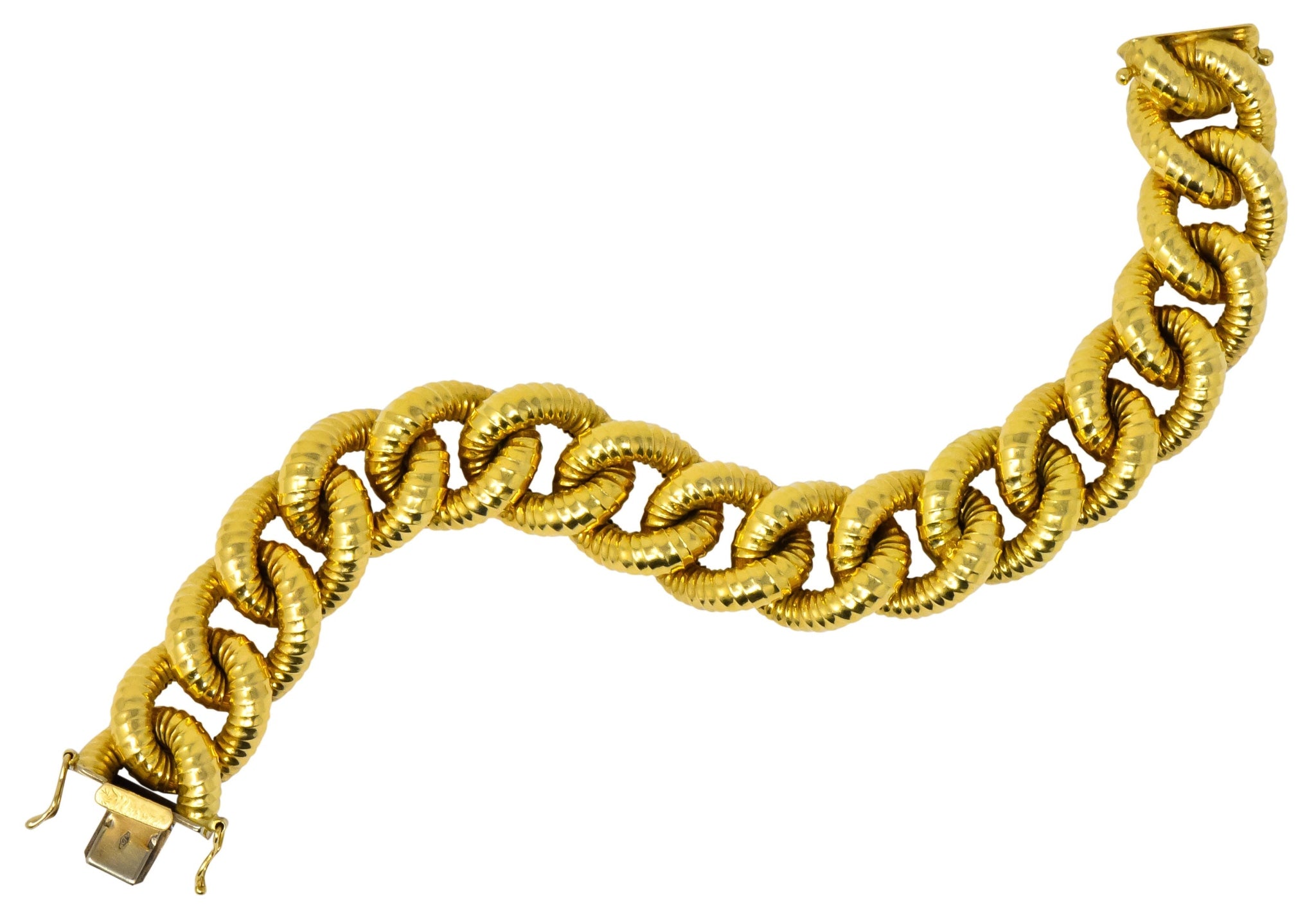 Vintage 18 Karat Gold Textured Curb Link Bracelet - Wilson's Estate Jewelry