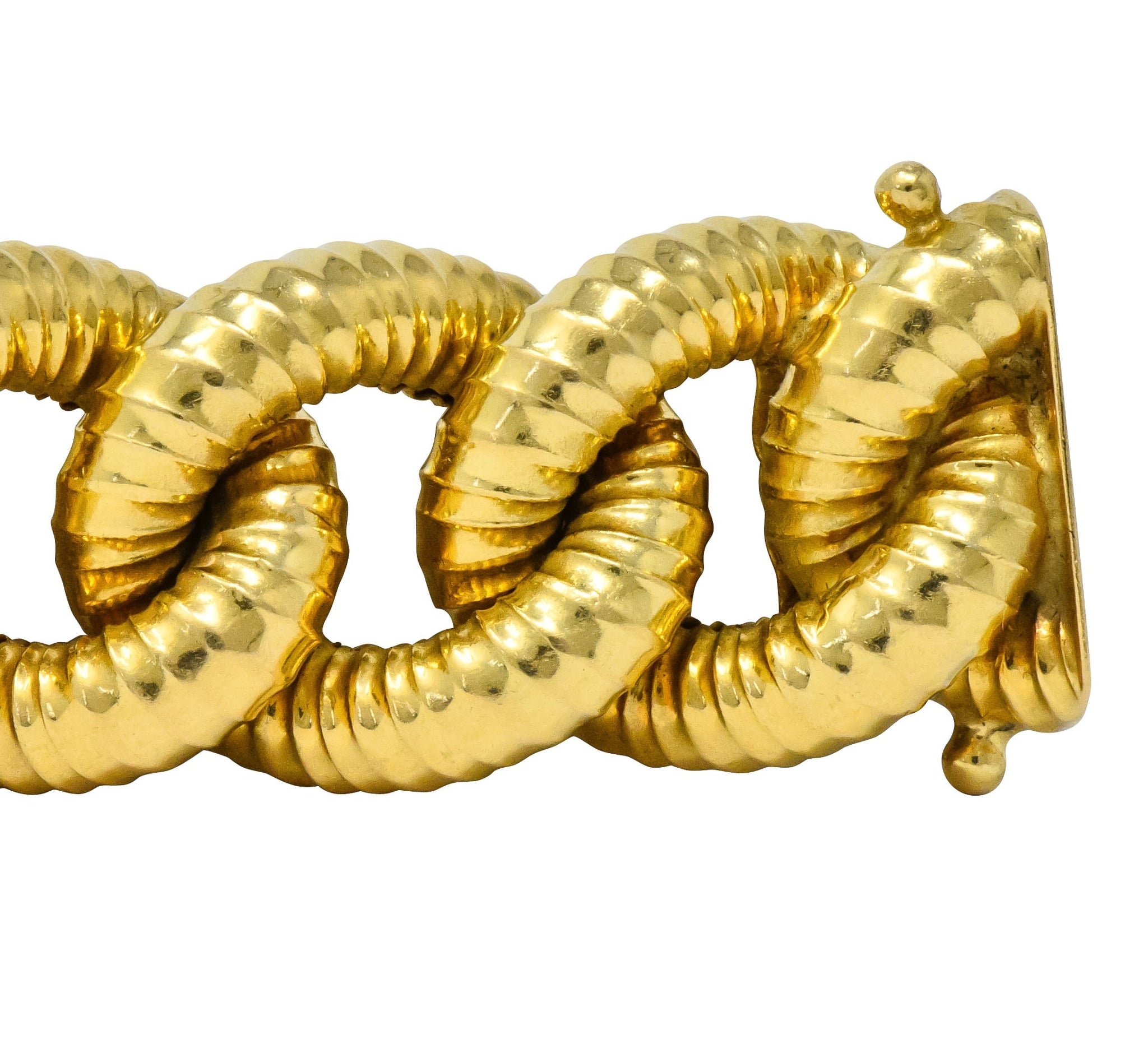 Vintage 18 Karat Gold Textured Curb Link Bracelet - Wilson's Estate Jewelry
