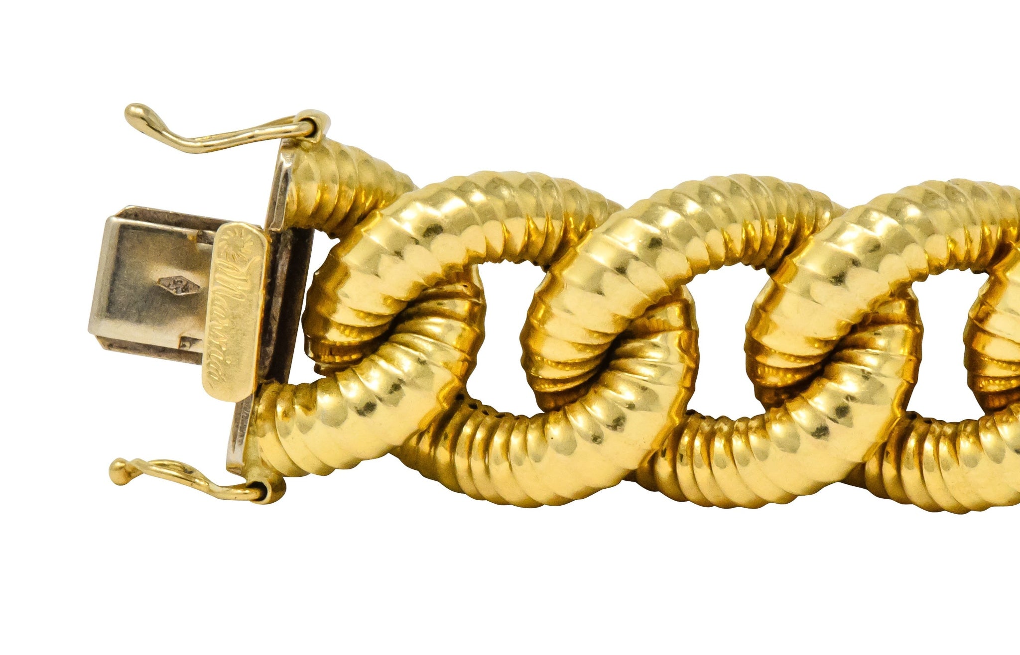 Vintage 18 Karat Gold Textured Curb Link Bracelet - Wilson's Estate Jewelry