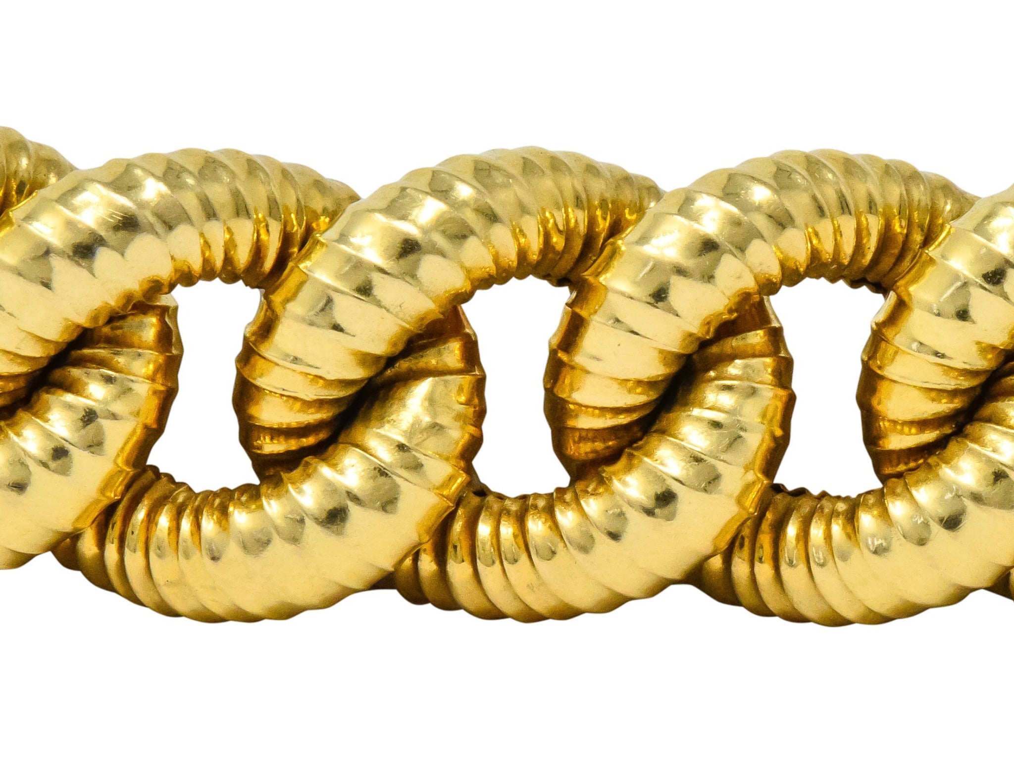 Vintage 18 Karat Gold Textured Curb Link Bracelet - Wilson's Estate Jewelry