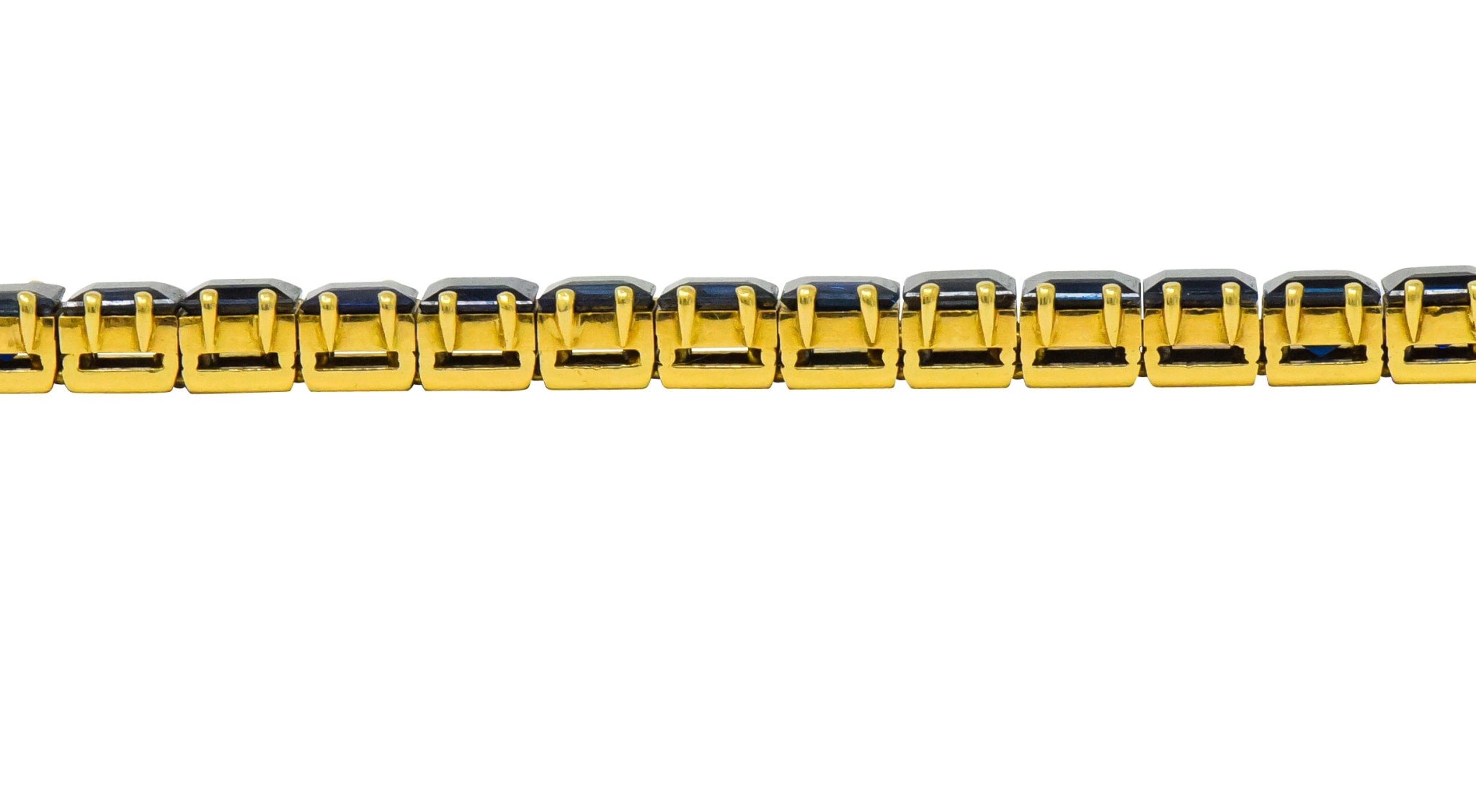 1950's Mid-Century 22.00 CTW No Heat Sapphire 18 Karat Gold Line Bracelet GIA Wilson's Estate Jewelry