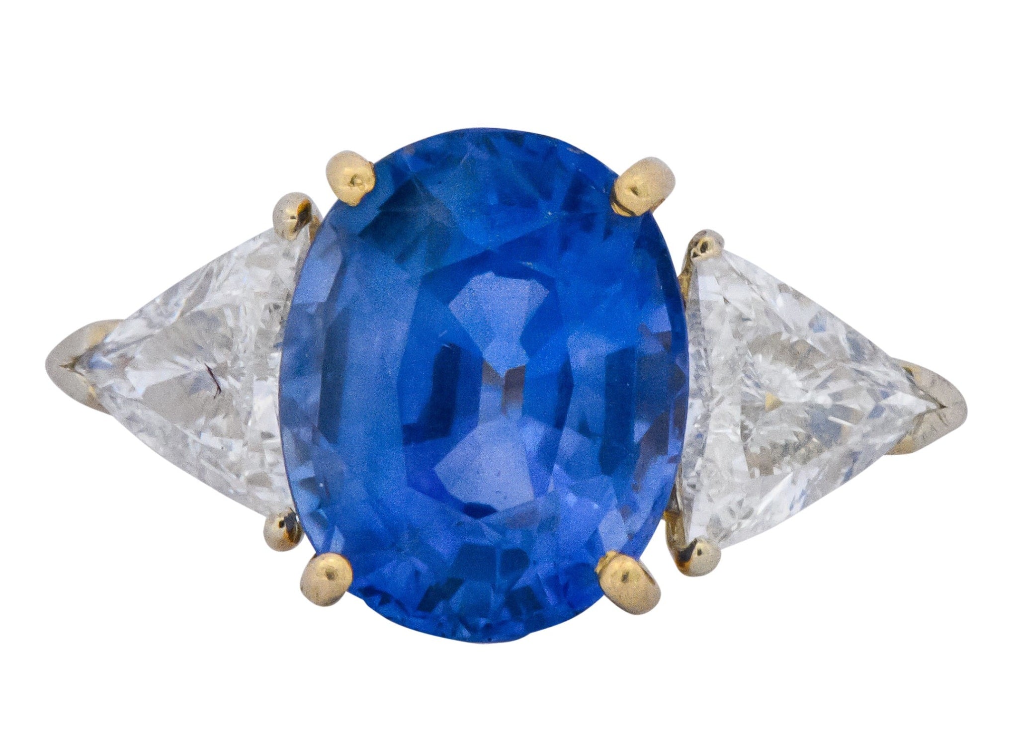 Vintage 6.80 CTW Ceylon Sapphire Diamond 18 Karat Gold Ring GIA Wilson's Estate Jewelry