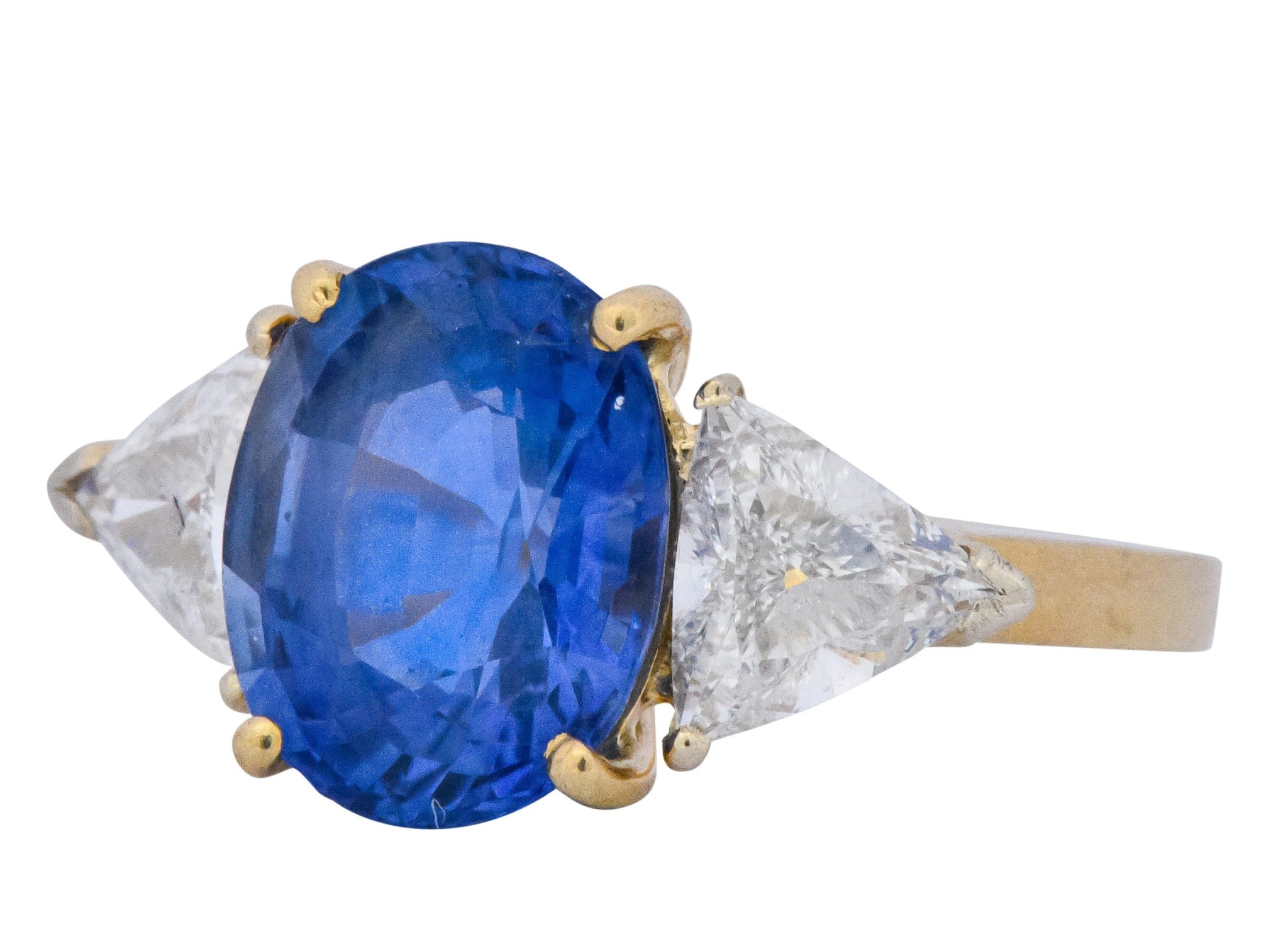 Vintage 6.80 CTW Ceylon Sapphire Diamond 18 Karat Gold Ring GIA Wilson's Estate Jewelry