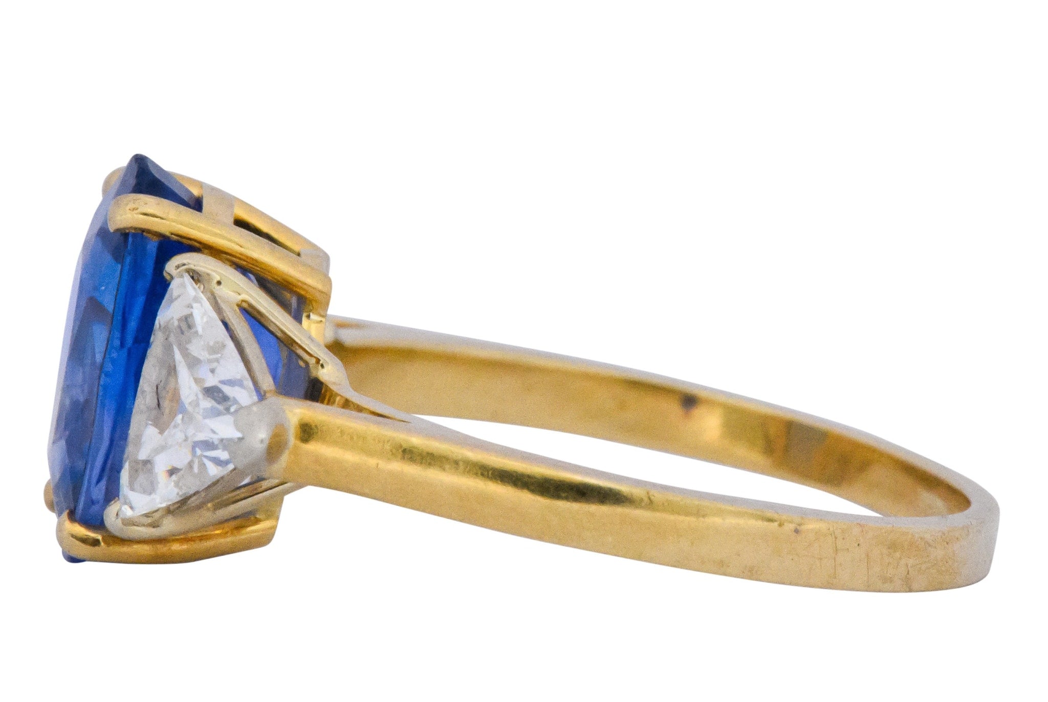 Vintage 6.80 CTW Ceylon Sapphire Diamond 18 Karat Gold Ring GIA Wilson's Estate Jewelry