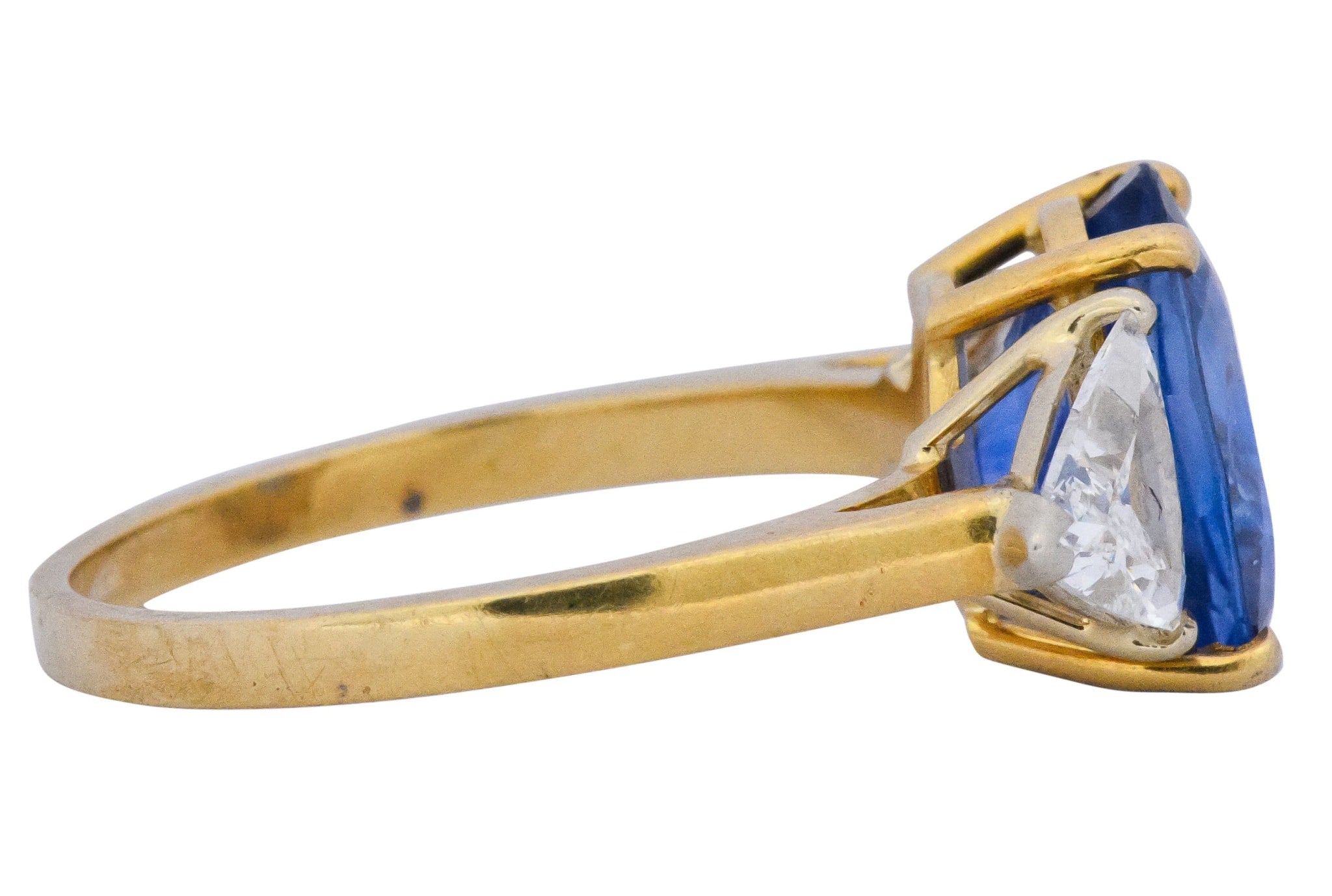 Vintage 6.80 CTW Ceylon Sapphire Diamond 18 Karat Gold Ring GIA Wilson's Estate Jewelry