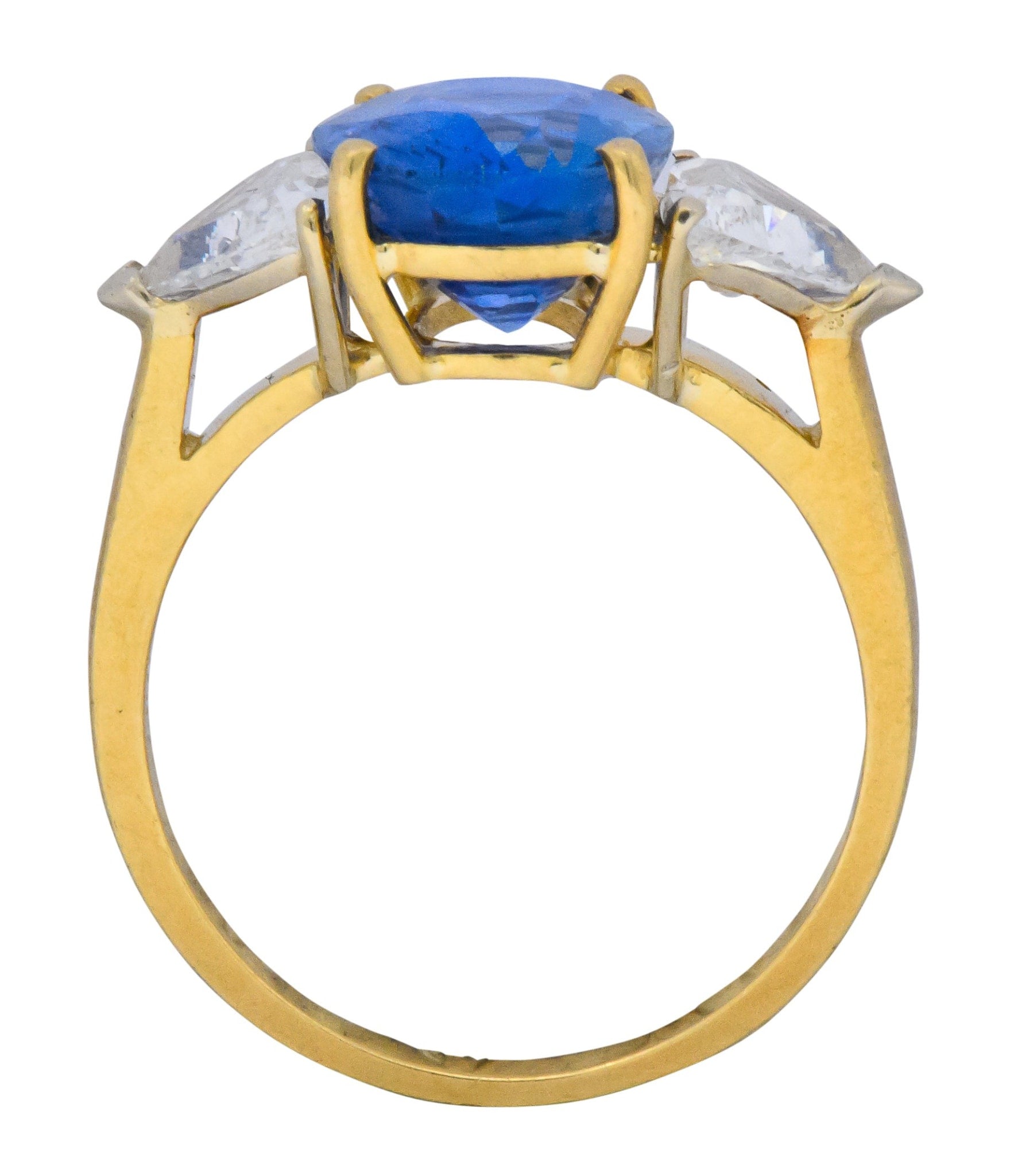 Vintage 6.80 CTW Ceylon Sapphire Diamond 18 Karat Gold Ring GIA Wilson's Estate Jewelry