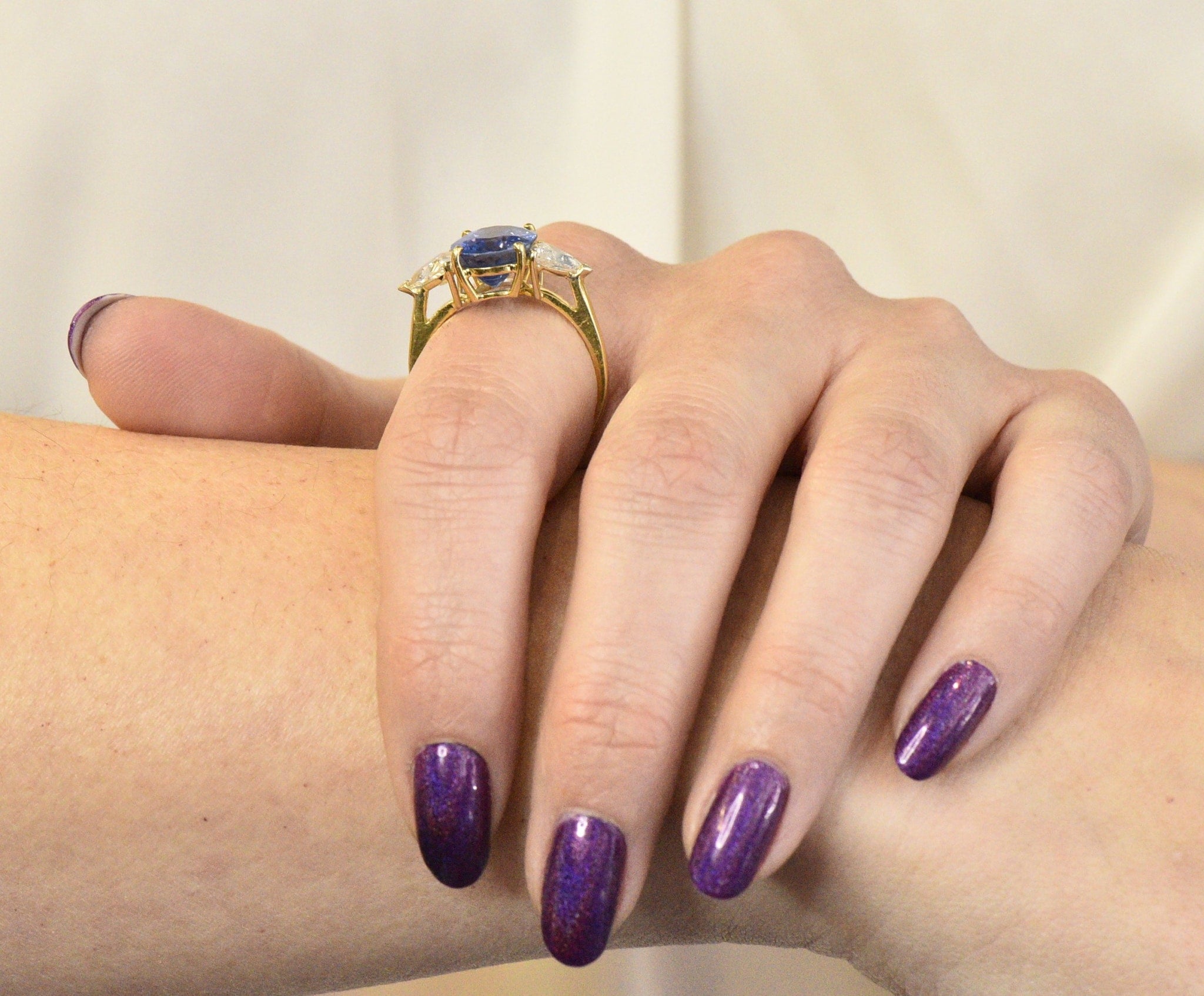 Vintage 6.80 CTW Ceylon Sapphire Diamond 18 Karat Gold Ring GIA Wilson's Estate Jewelry