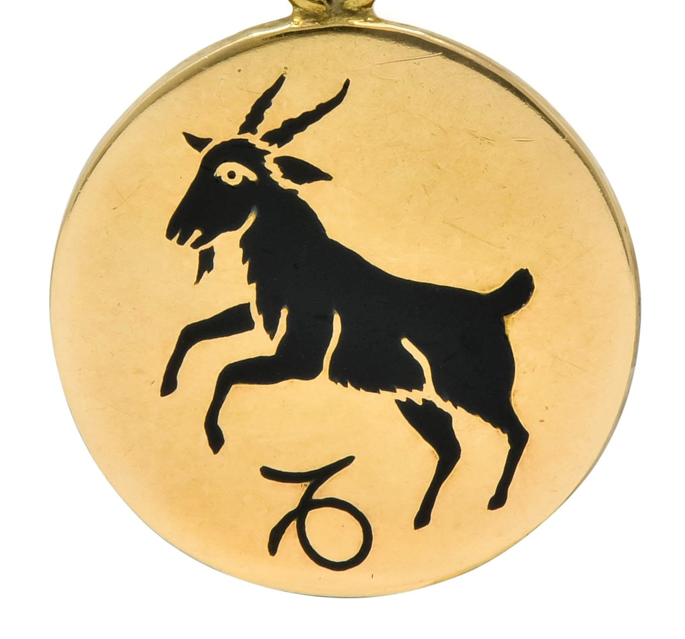 Vintage Enamel 14 Karat Yellow Gold Capricorn Zodiac Charm - Wilson's Estate Jewelry