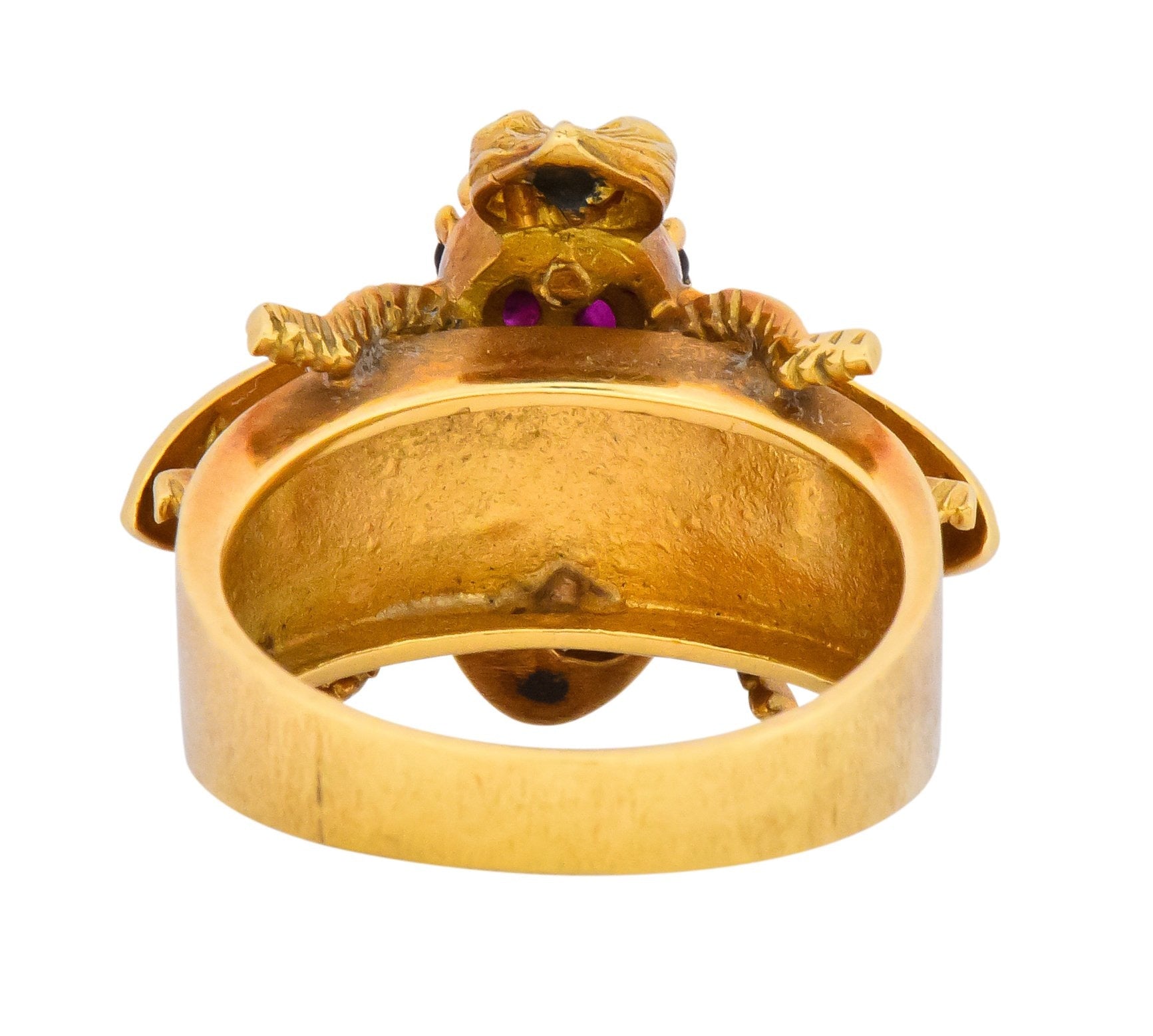 Vintage Herbert Rosenthal 0.95 CTW Diamond Ruby 18 Karat Gold Bee Ring - Wilson's Estate Jewelry