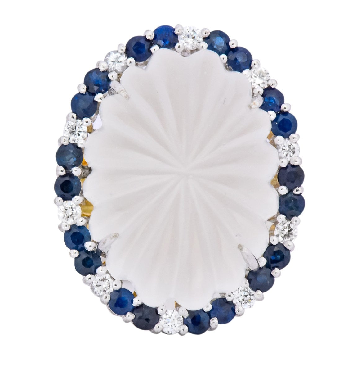 Vintage Rock Crystal Sapphire Diamond Platinum-Topped 18 Karat Gold Ring - Wilson's Estate Jewelry