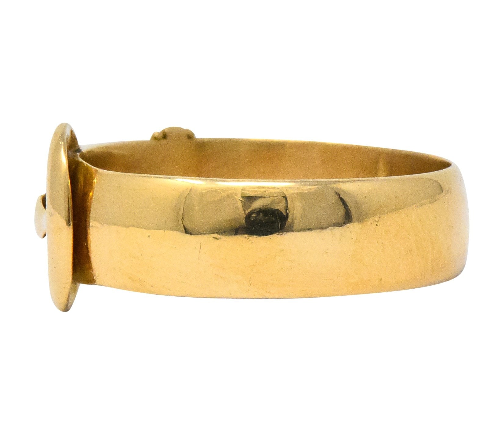 Walker & Hall Victorian Old Mine Diamond 18 Karat Gold Buckle Band Ring - Wilson's Estate Jewelry