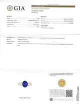Vintage 3.86 CTW No Heat Ceylon Sapphire Diamond Platinum 18 Karat Gold Three Stone Ring GIA
