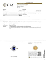 Vintage 3.54 CTW No Heat Burma Sapphire Diamond Platinum 14 Karat Gold Halo Ring