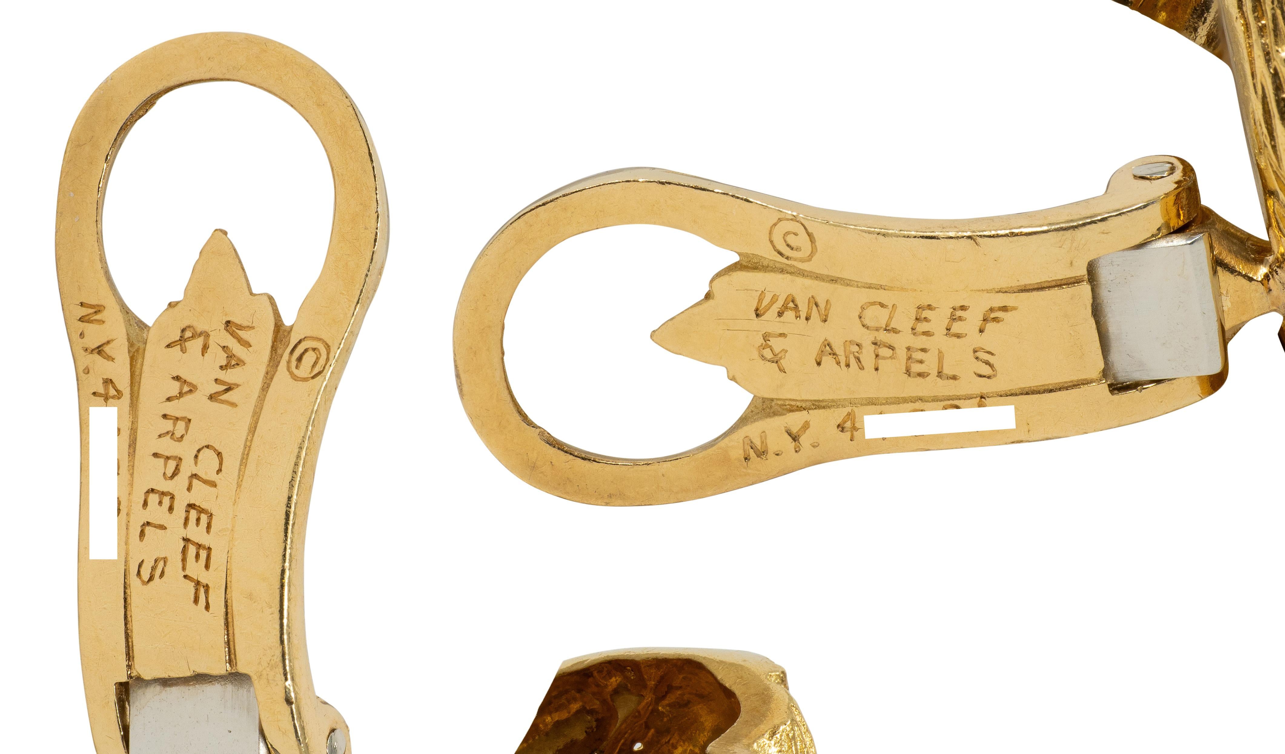 Van Cleef & Arpels Diamond Platinum 18K Gold Vintage Knot Ear-Clip Earrings