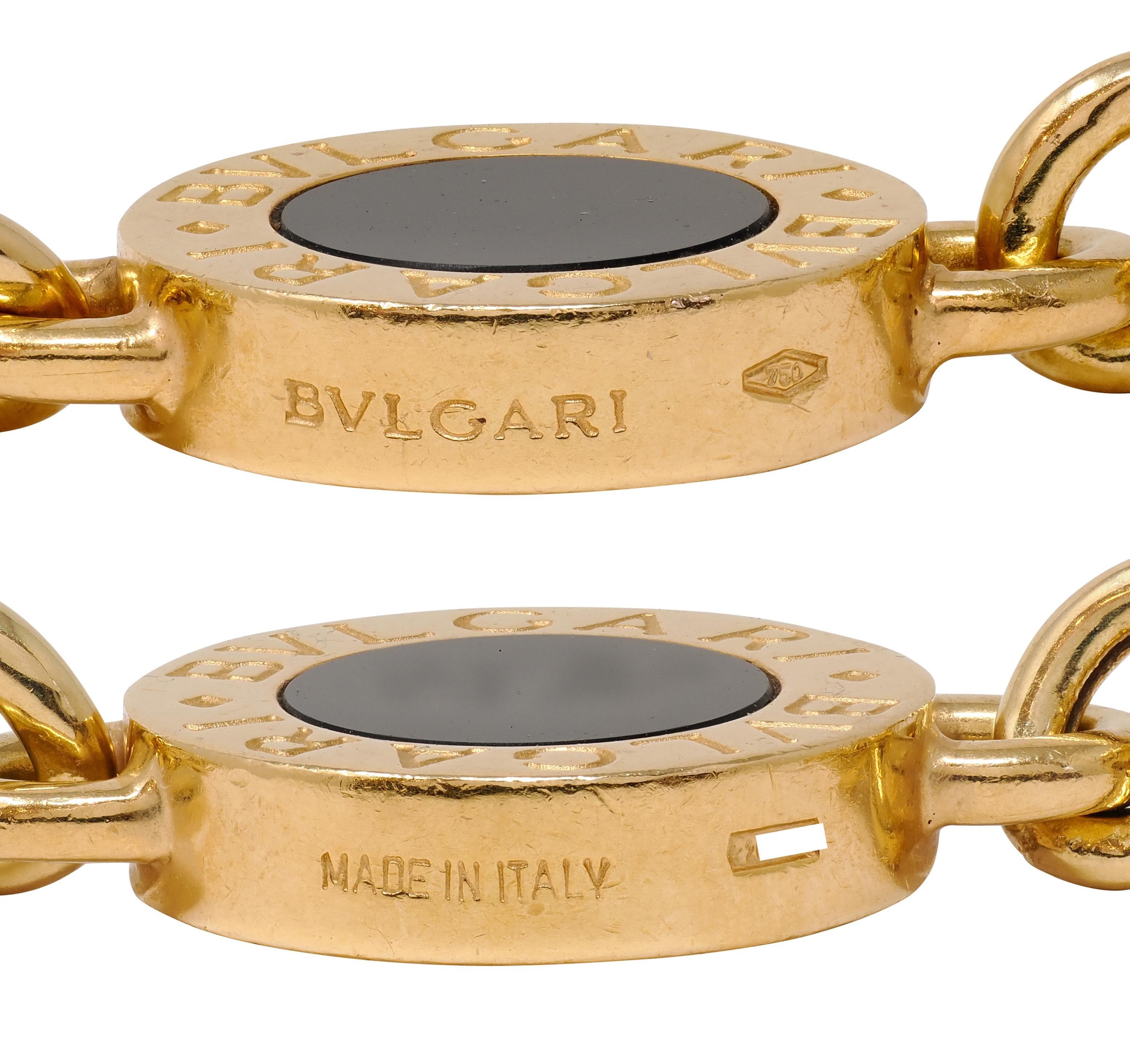 Bulgari 2000's Onyx 18 Karat Yellow Gold Station Necklace