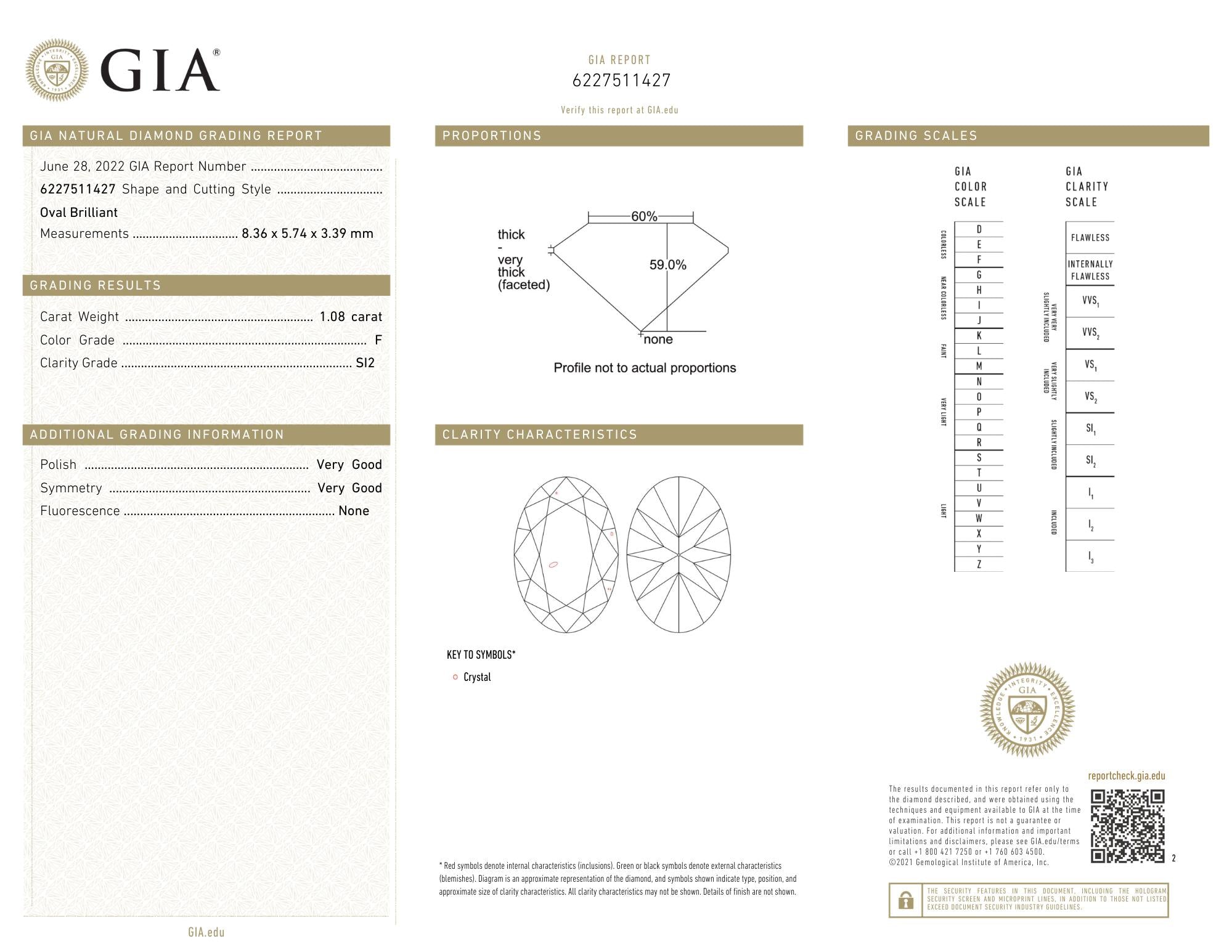 Contemporary Oval Cut 1.26 CTW Diamond Platinum Pavé Engagement Ring GIA