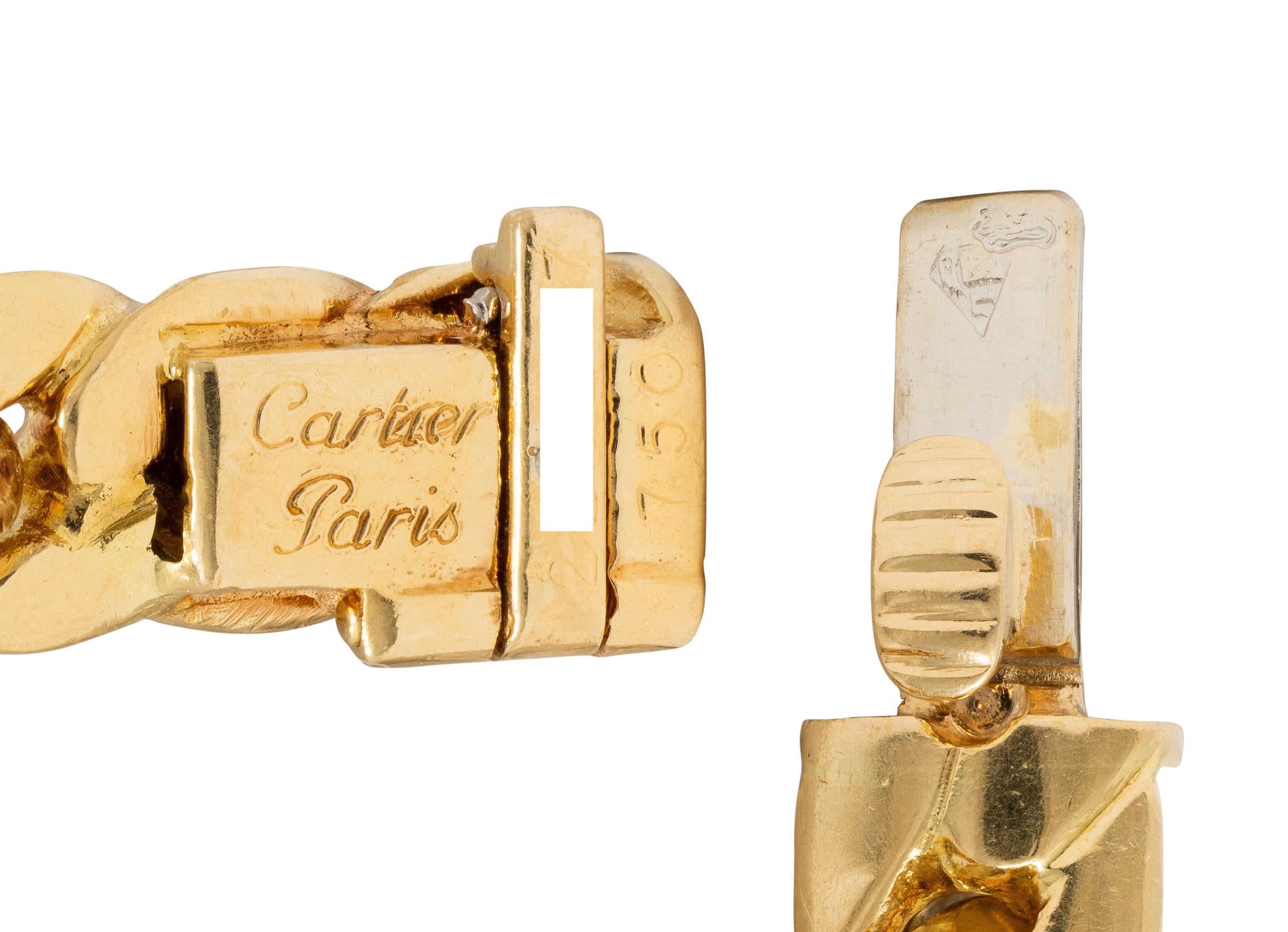 Cartier 1970's Diamond 18 Karat Yellow Gold Vintage Agrafe Station Necklace