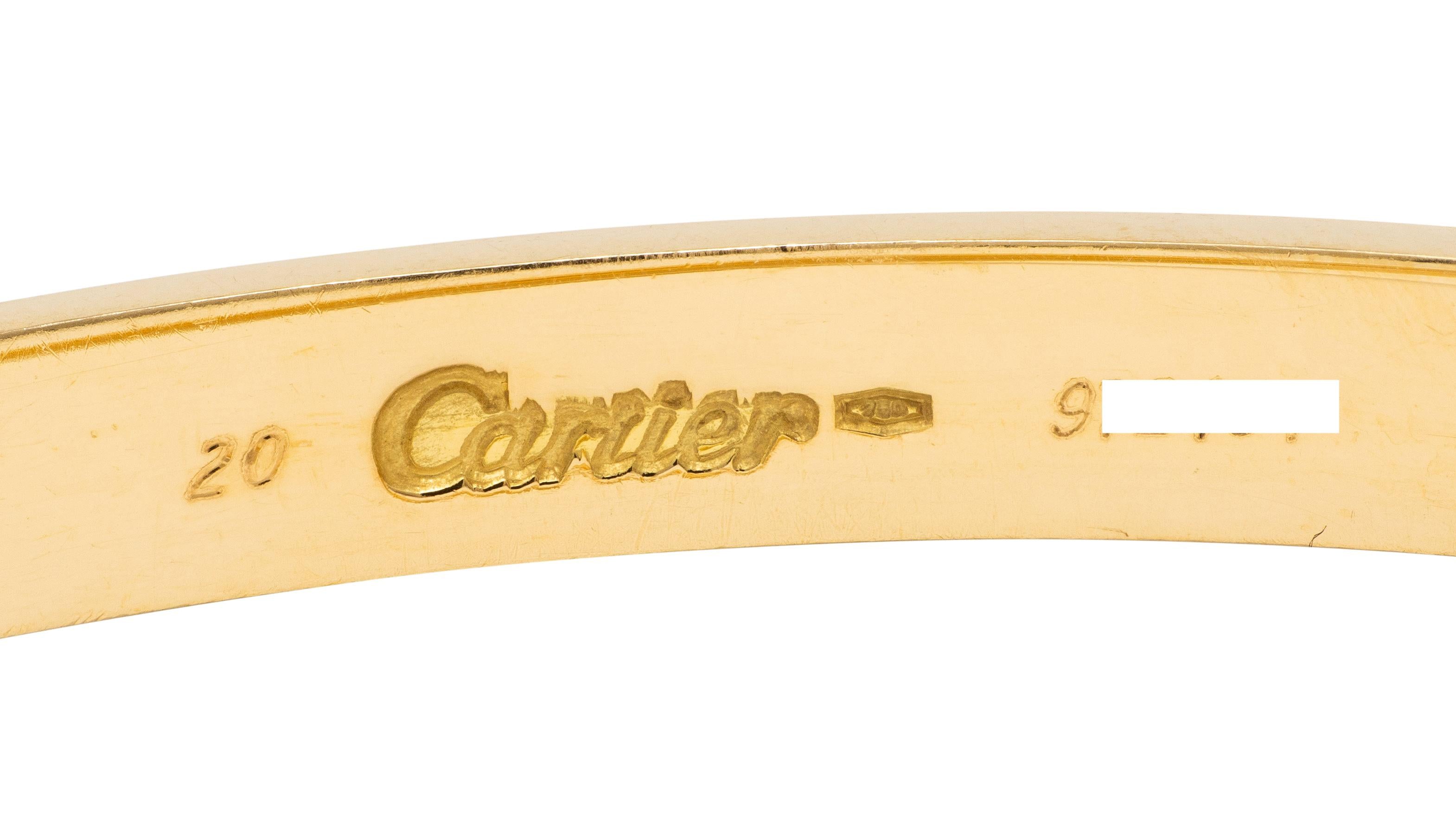 Cartier 1990's 18 Karat Yellow Gold Vintage Love Bangle Size 20 Bracelet