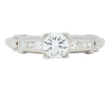 Art Deco 0.45 CTW Old European Cut Diamond Platinum Scroll Engagement Ring Wilson's Estate Jewelry