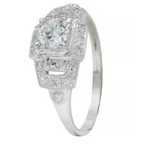 Art Deco 1.00 CTW Old European Diamond Platinum Buckle Vintage Engagement Ring