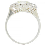 Art Deco 3.99 CTW Old European Cut Diamond 18 Karat White Gold Halo Ring GIA