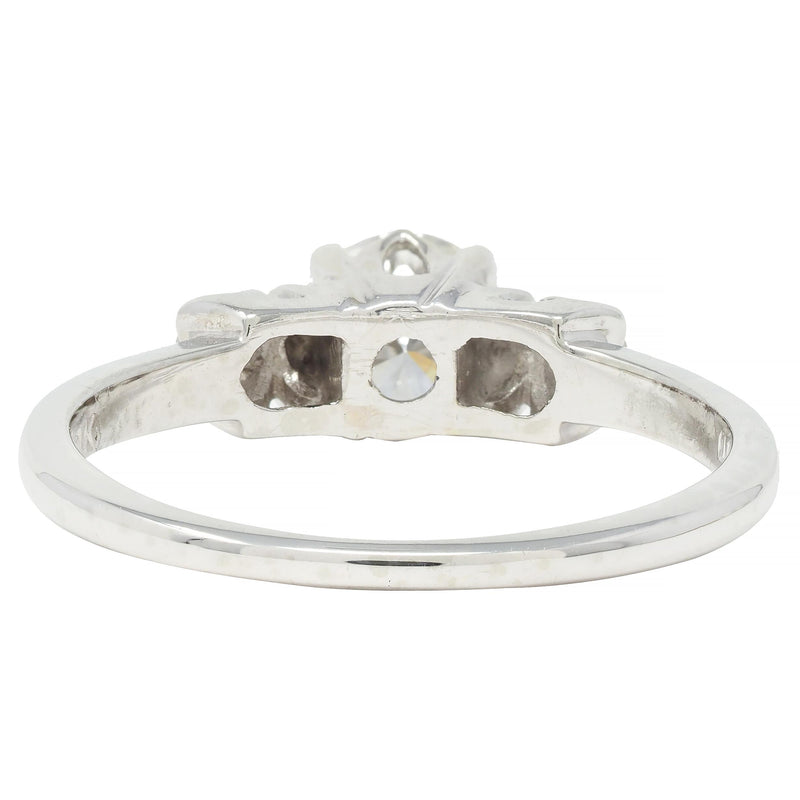 Mid-Century Transitional Cut Diamond 18 Karat White Gold Vintage Engagement Ring
