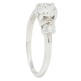 Mid-Century Transitional Cut Diamond 18 Karat White Gold Vintage Engagement Ring