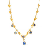 Art Nouveau No Heat Ceylon Sapphire Pearl 14 Karat Gold Antique Heart Necklace