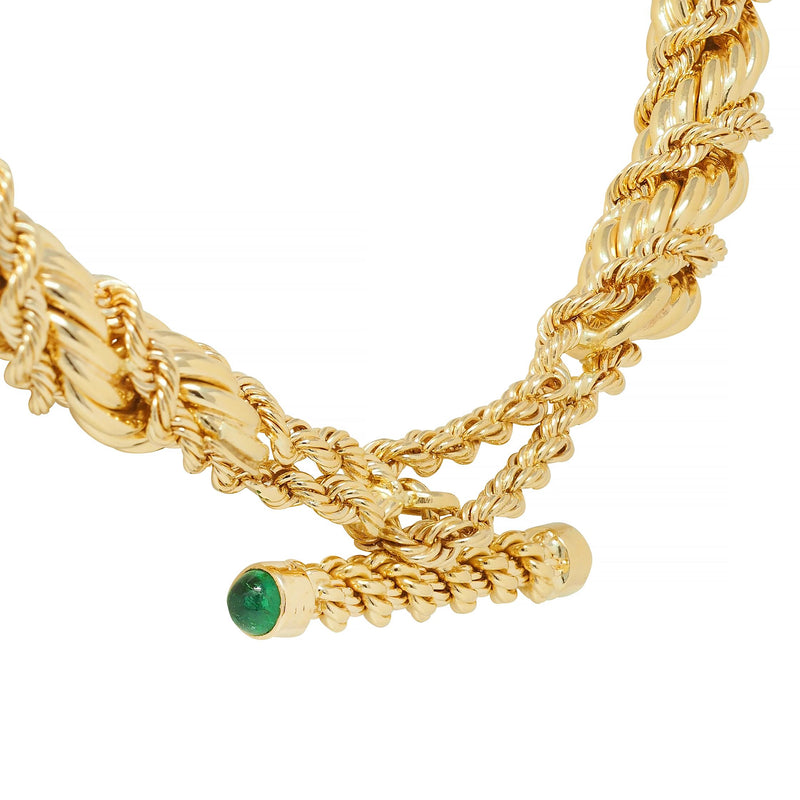 Schlumberger Tiffany & Co. Emerald 18 Karat Gold Twisted Rope Vintage Necklace